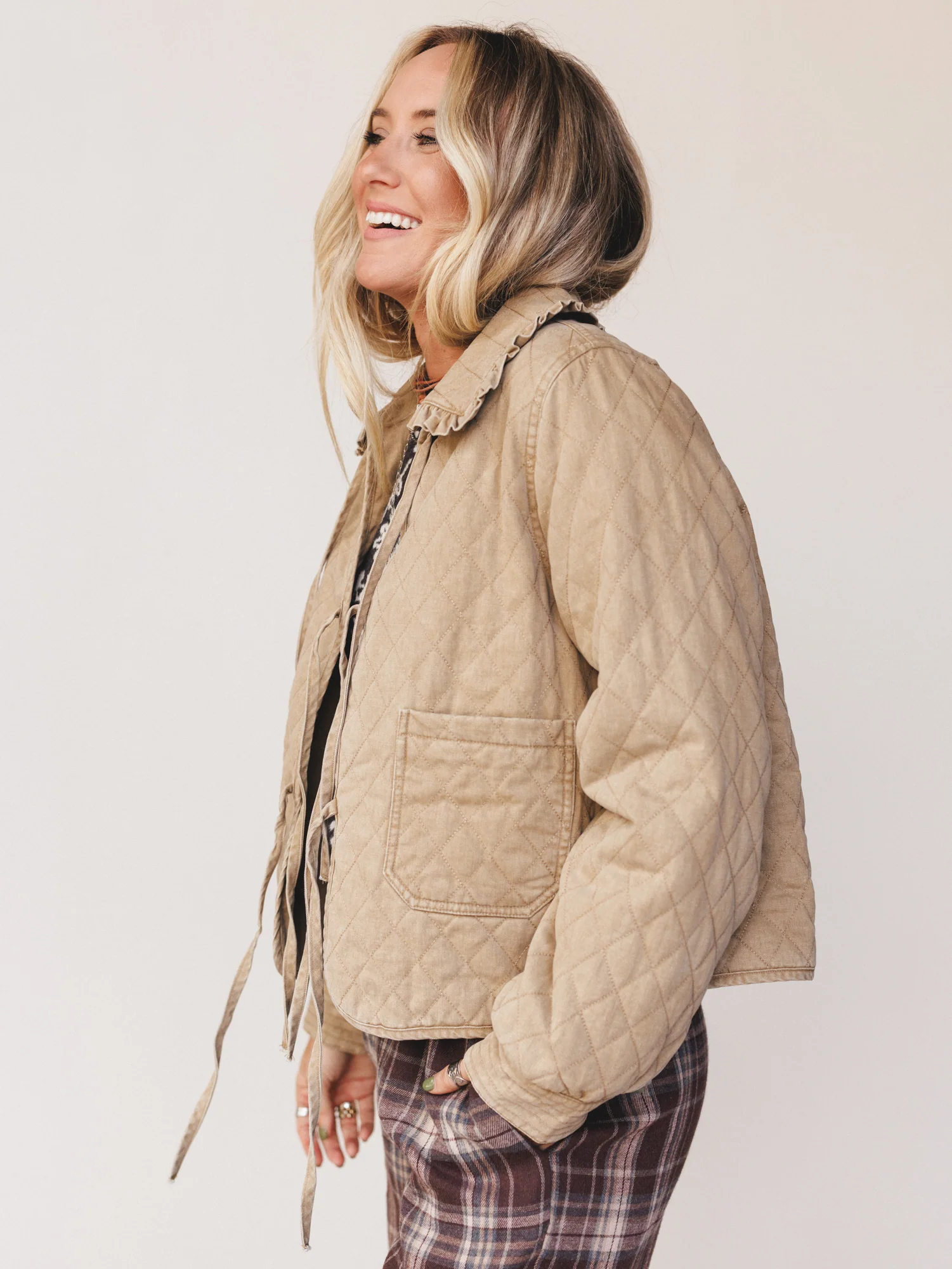 Rowan Cottage Quilted Jacket - Camel - Image 4