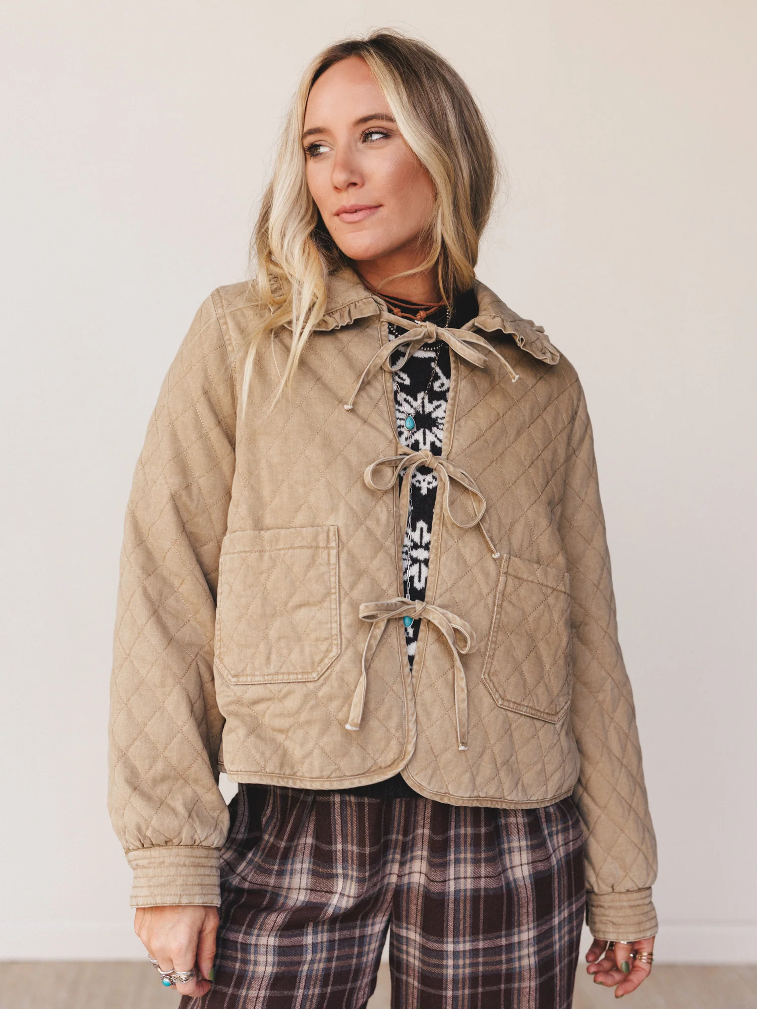 Rowan Cottage Quilted Jacket - Camel - Image 5