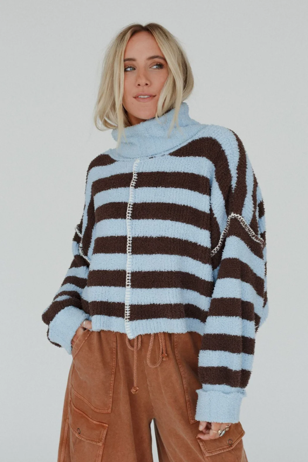 Ruby Striped Turtleneck Top - Blue Multi - Image 3