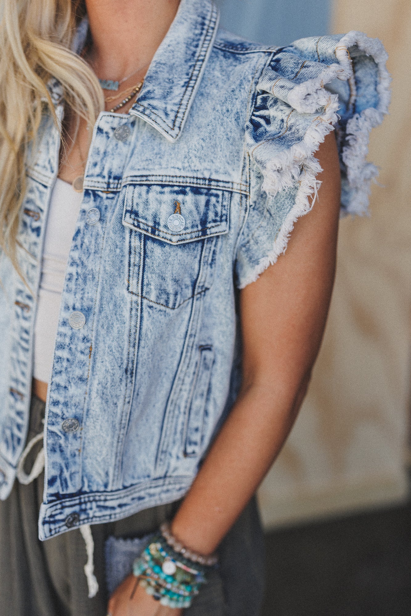 Ruffle And Roam Denim Jacket - Light Wash - Image 3