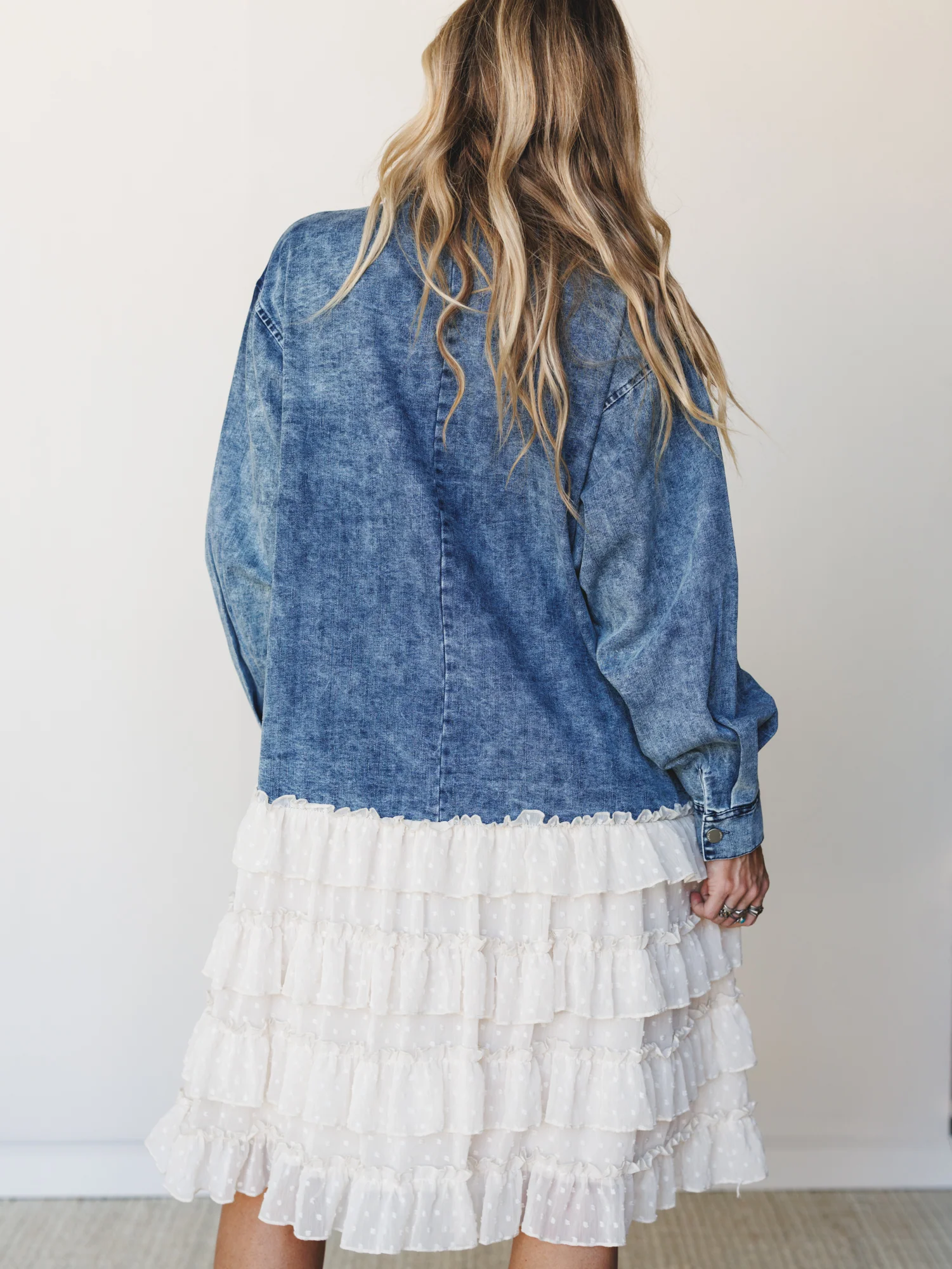 Ruffles of Flowers Jacket - Washed Indigo Blue - Image 5