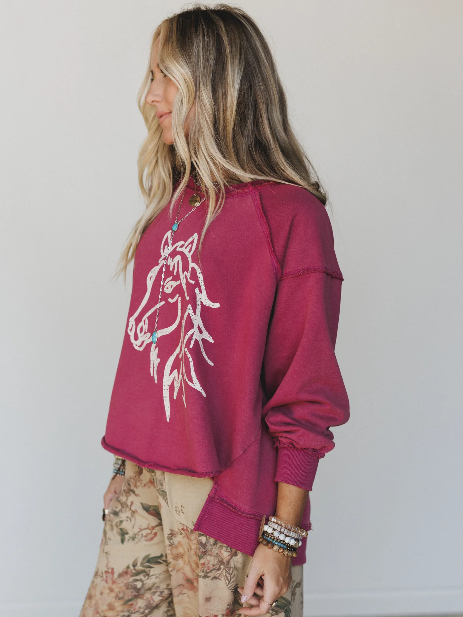 Running with Horses Sweatshirt - Raspberry - Image 3