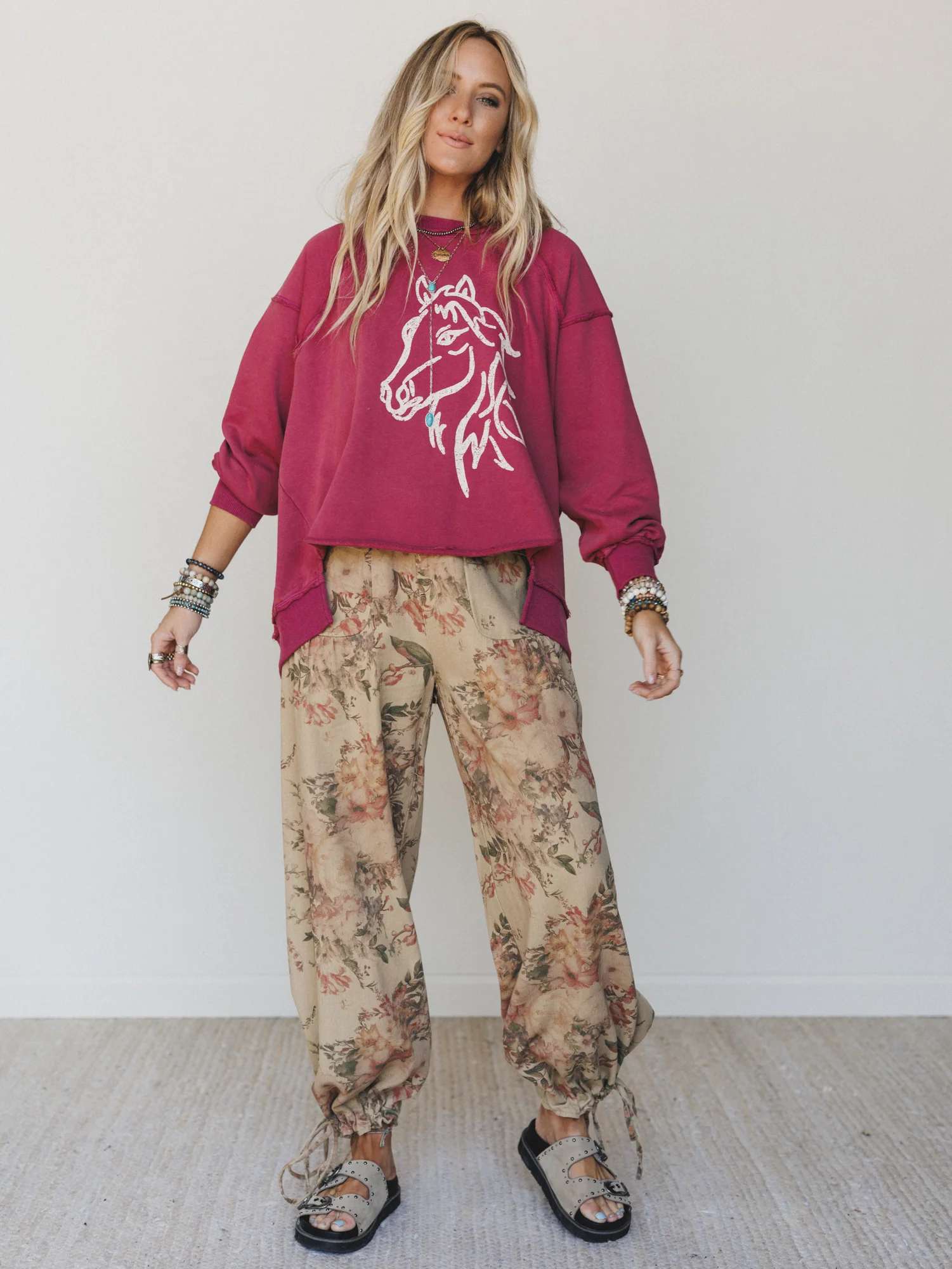 Running with Horses Sweatshirt - Raspberry - Image 4