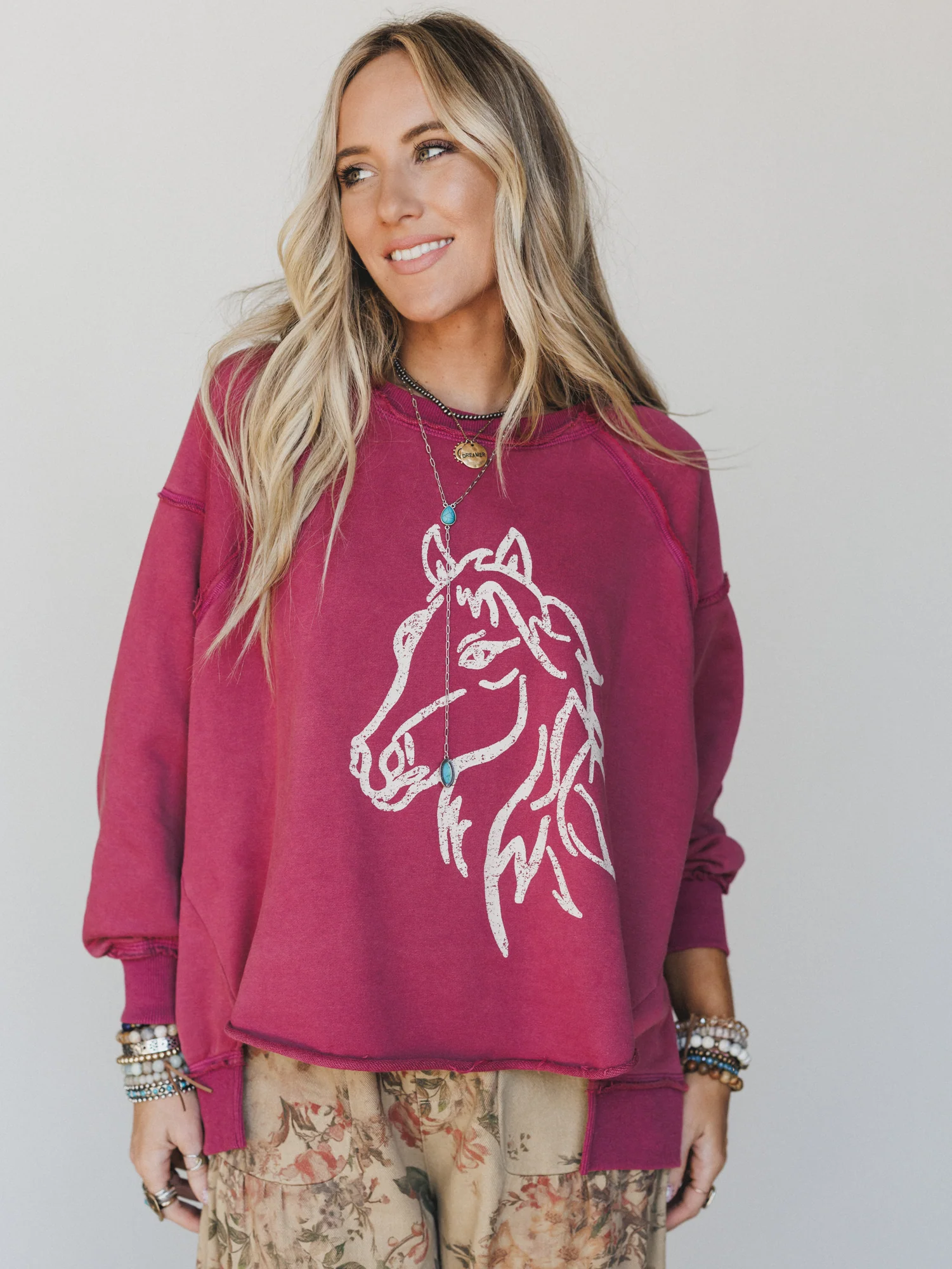 Running with Horses Sweatshirt - Raspberry - Image 6