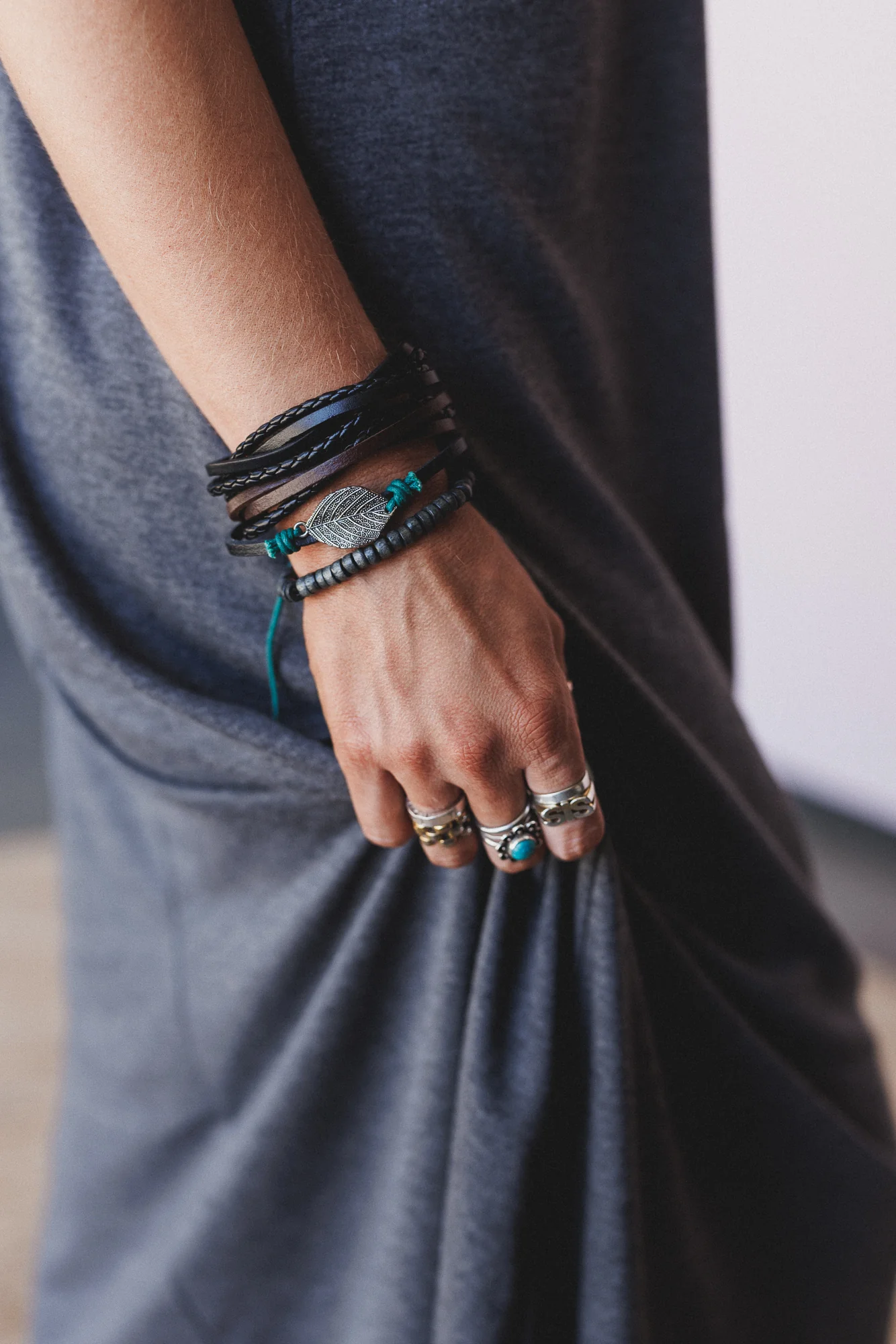 Saddleflower Wrap Bracelet - Black - Image 2