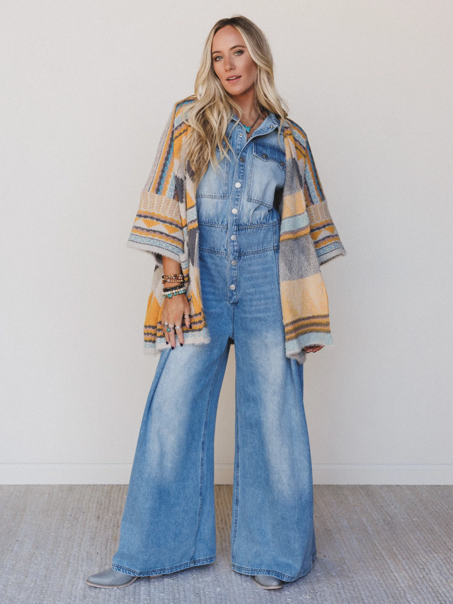 Sami Button Up Jumpsuit - Light Denim - Image 4