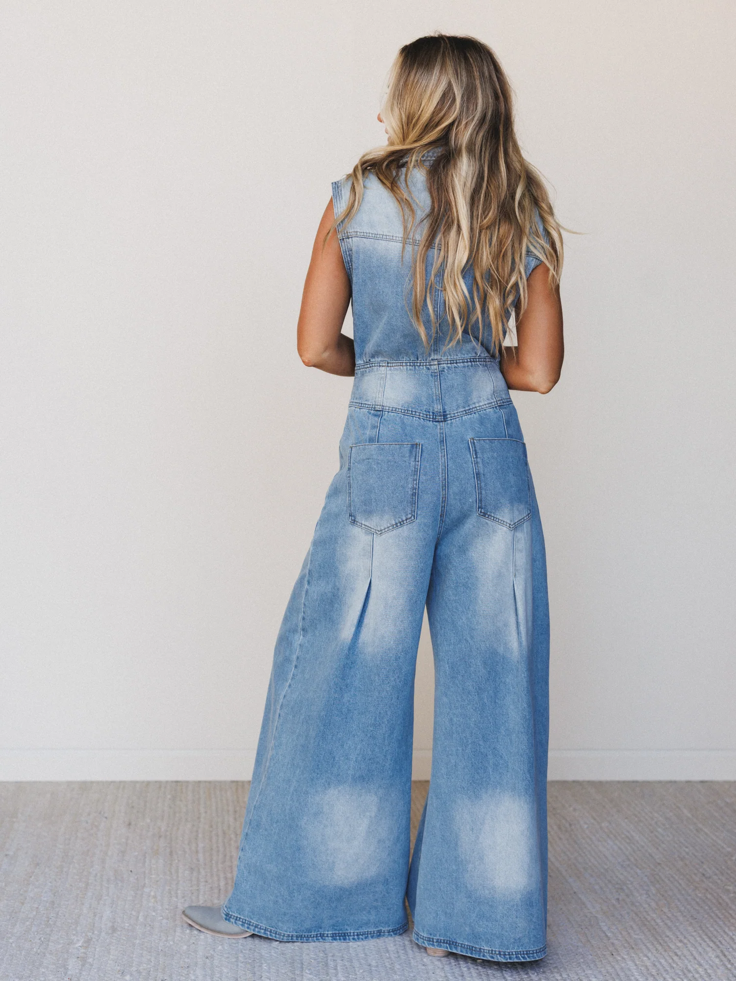 Sami Button Up Jumpsuit - Light Denim - Image 5