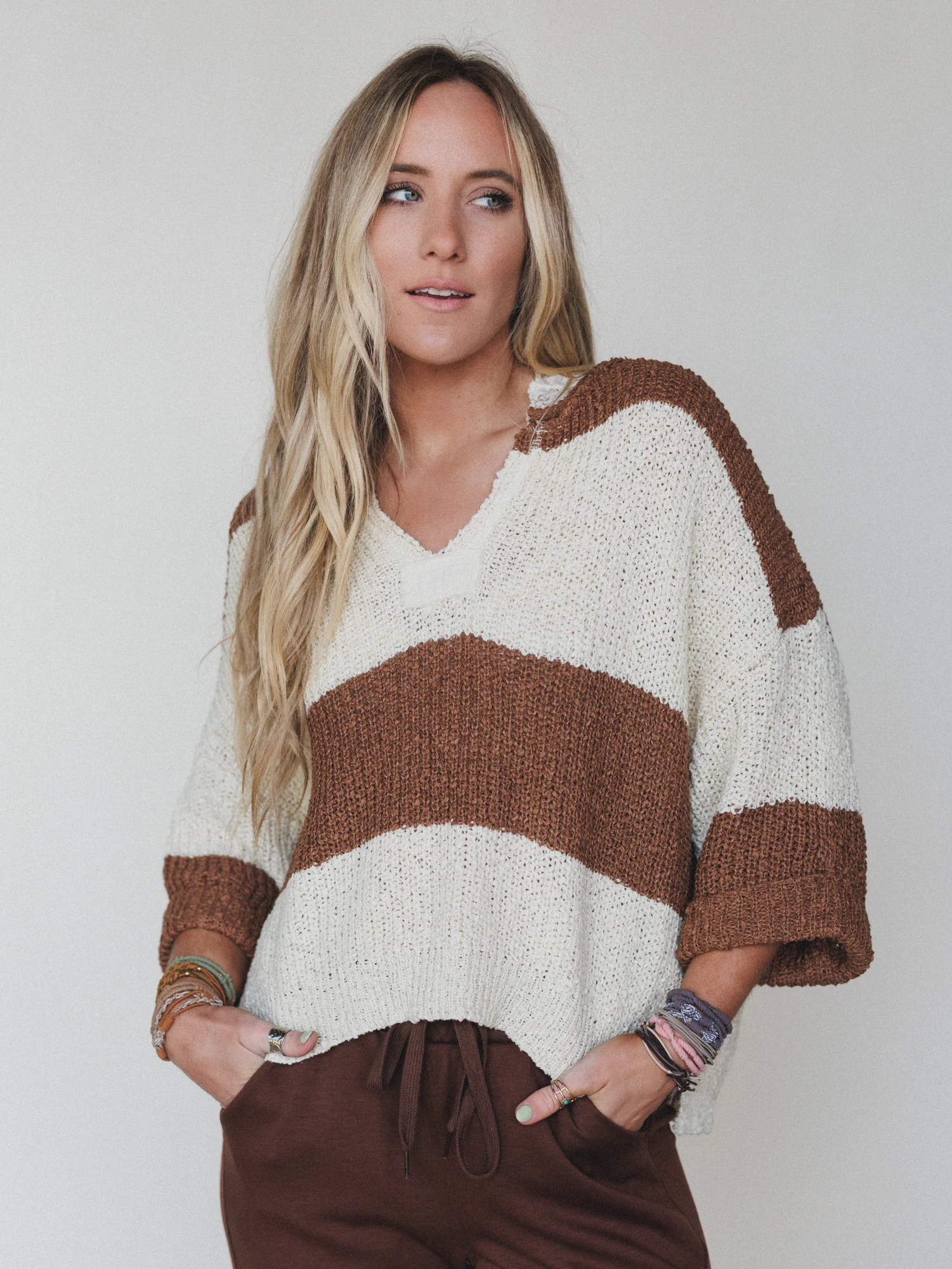 Sandy Stripes Sweater - Deep Camel - Image 4