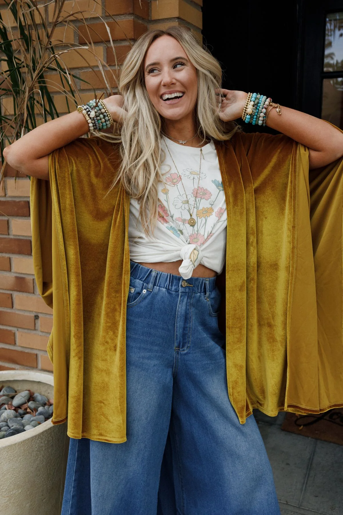 The Nest Savoy Velvet Kimono - Marigold - Image 6