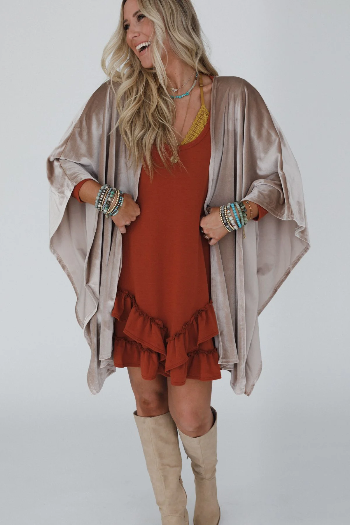 The Nest Savoy Velvet Kimono - Taupe - Pre Order - Image 2