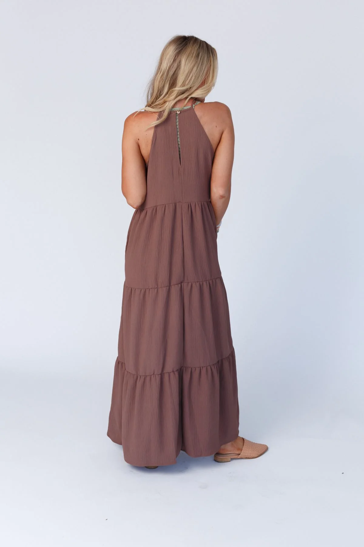 The Nest Scarlett Baby Waffle Tiered Maxi Dress - Mocha - Image 3