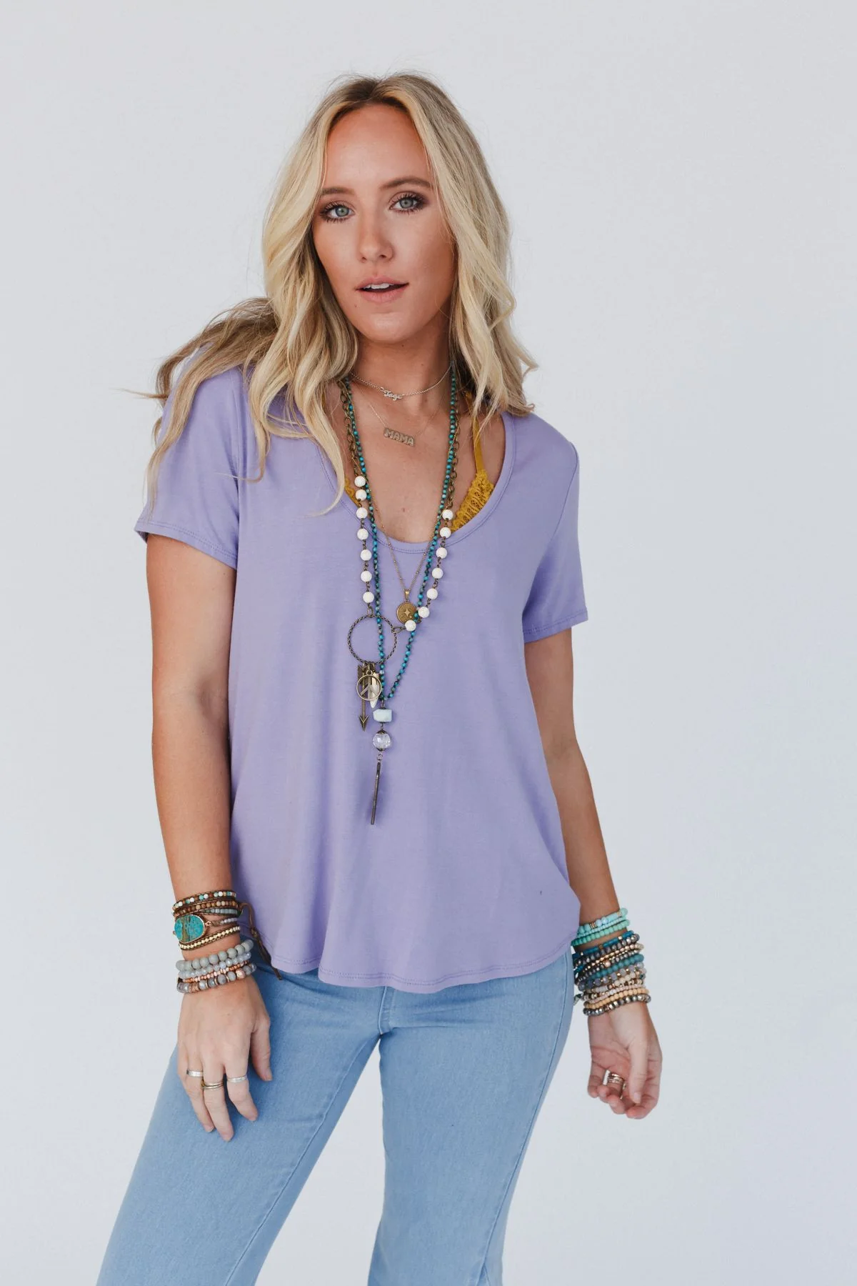 The Nest Scoop Neck Bralette Tee - New Lavender - Image 6