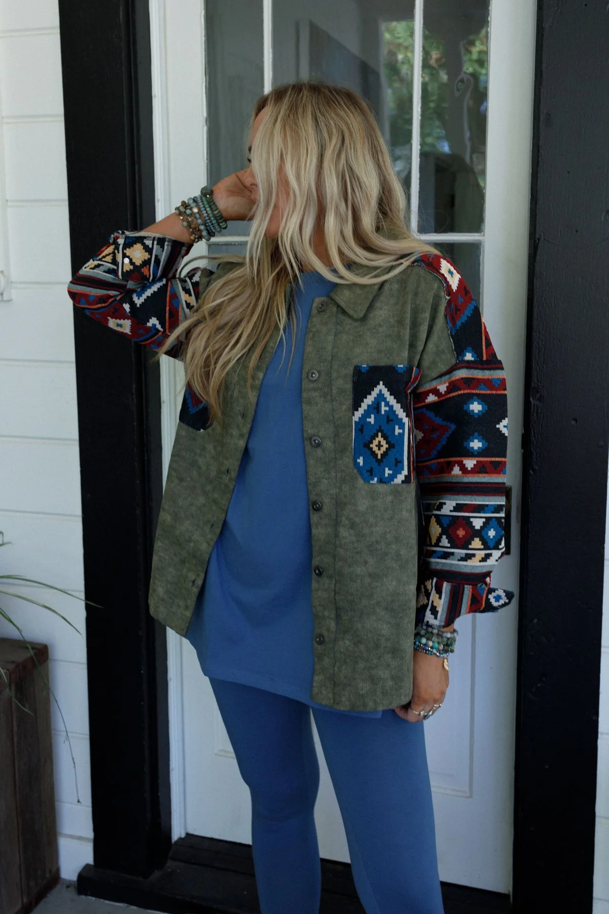 Scout Printed Sleeve Jacket - Olive - Image 2