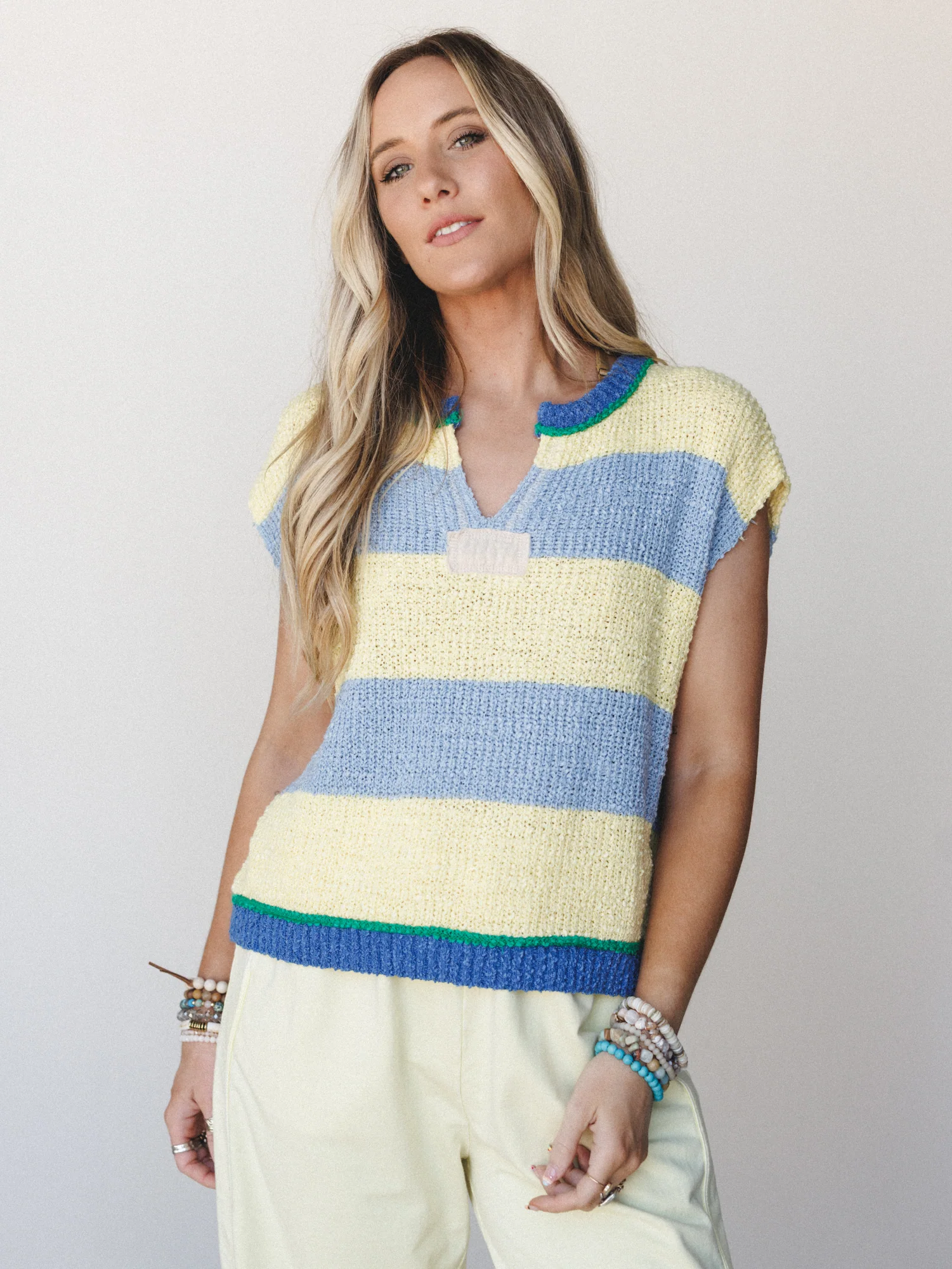 Sea Lily Striped Top - Cloud Butter