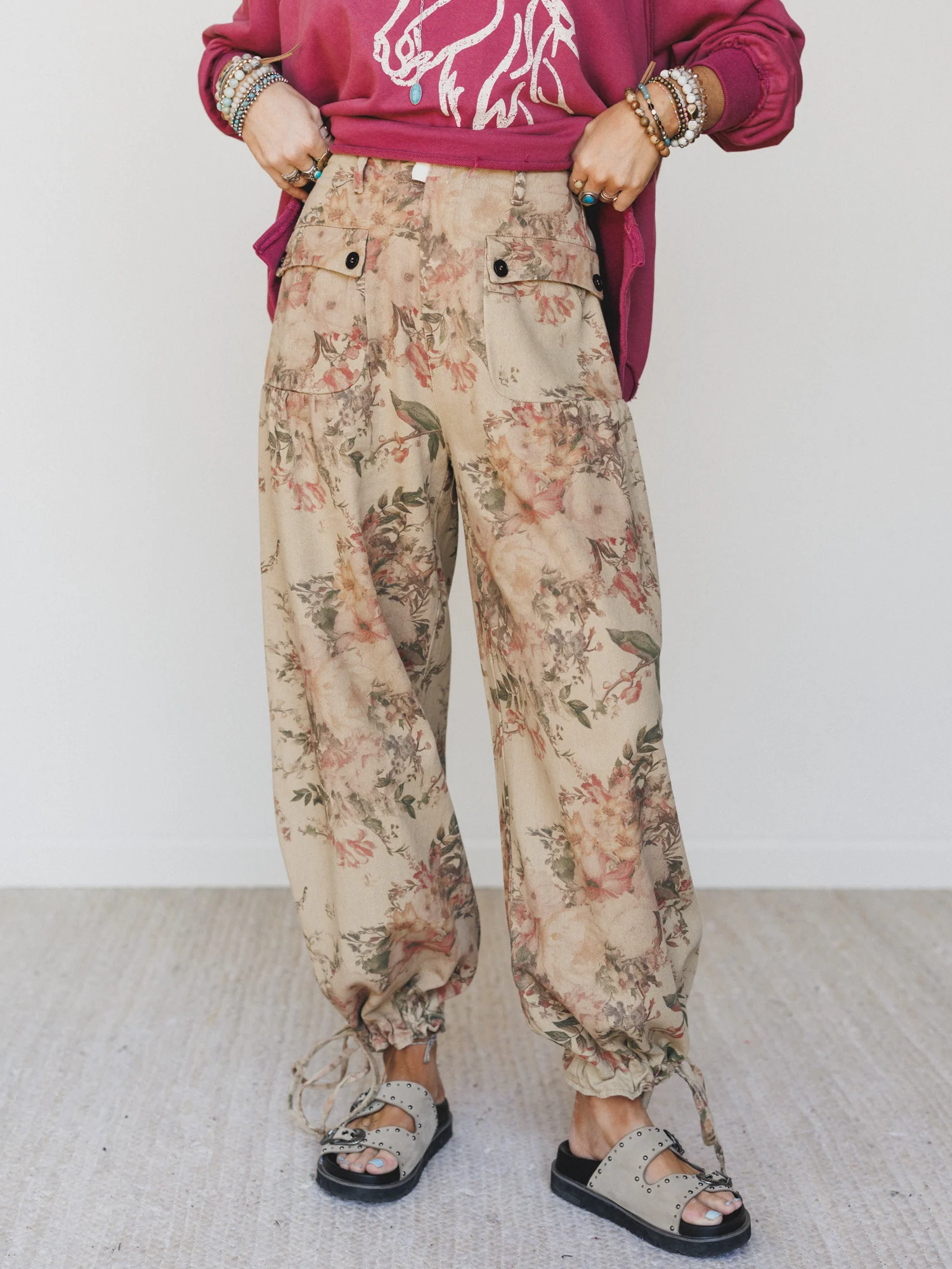 Season of Florals Pants - Tan - Image 2