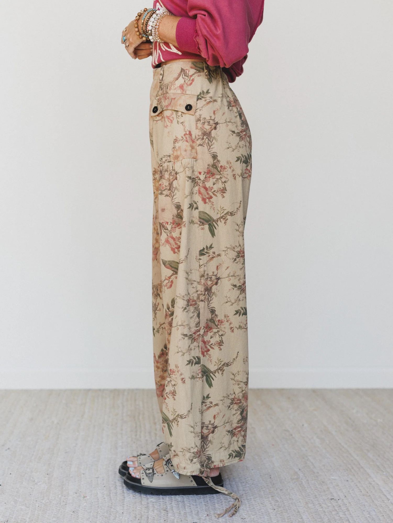 Season of Florals Pants - Tan - Image 4