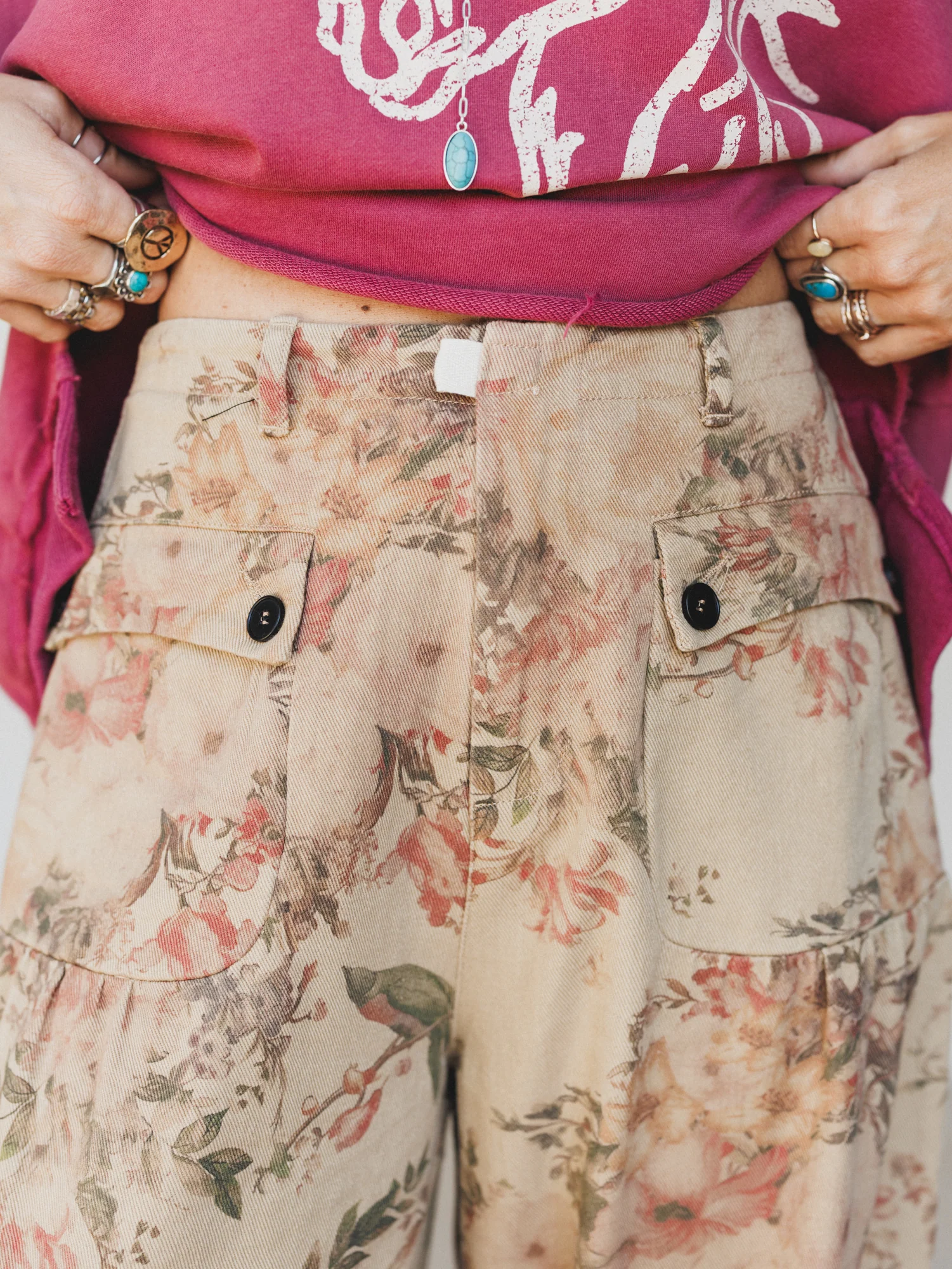 Season of Florals Pants - Tan - Image 5