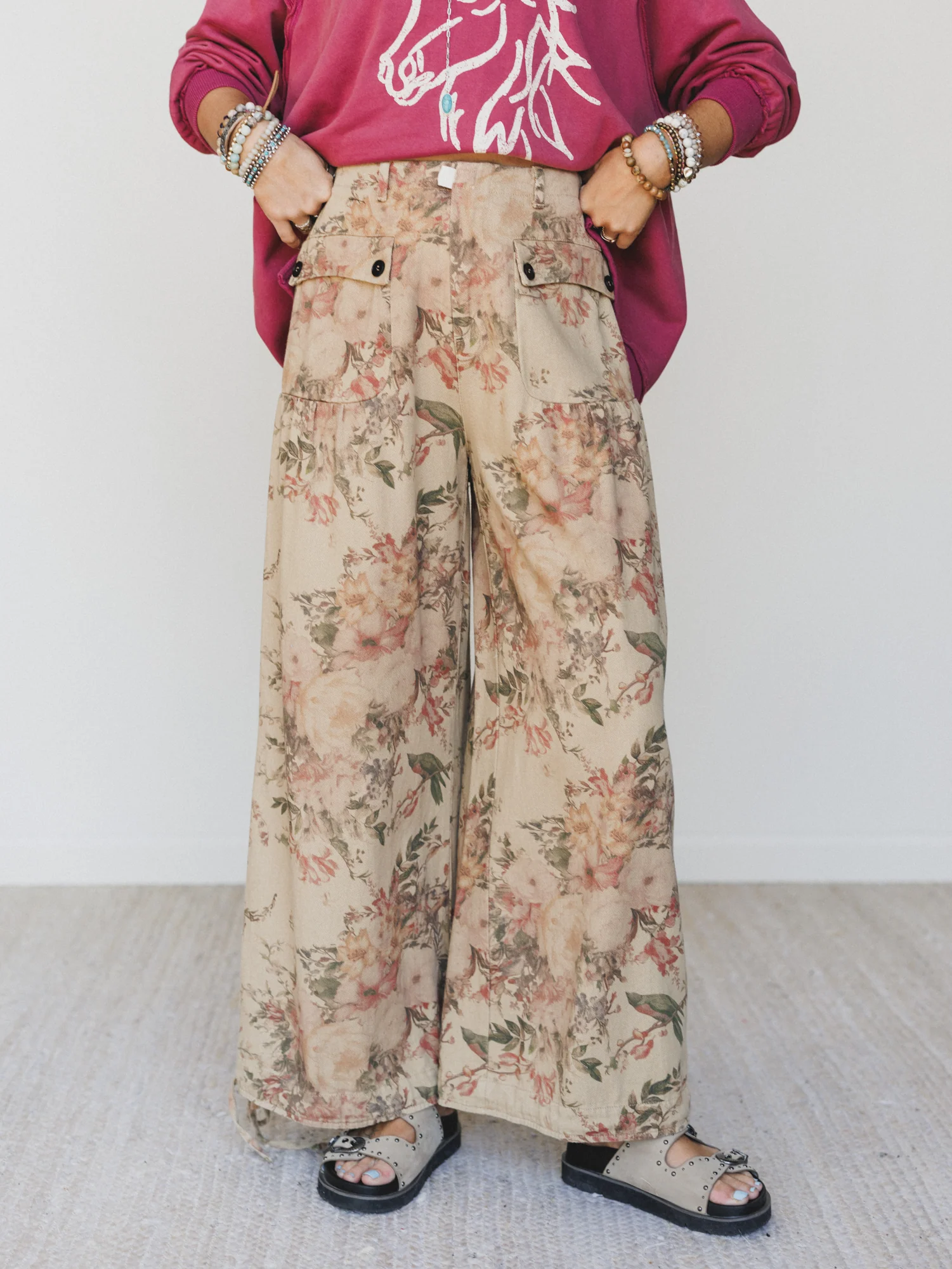 Season of Florals Pants - Tan - Image 7