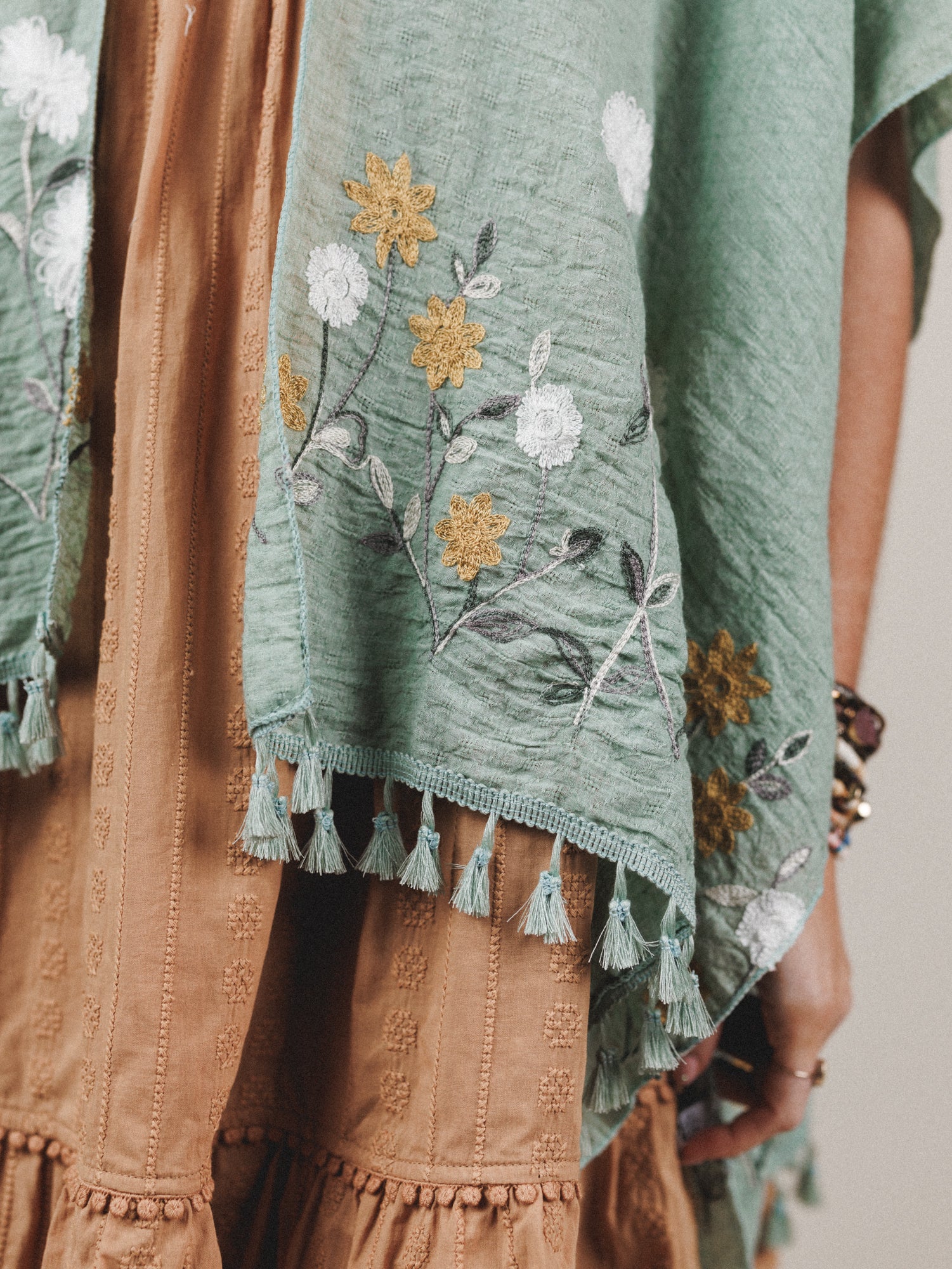Secret Meadow Embroidered Kimono - Sage - Image 3