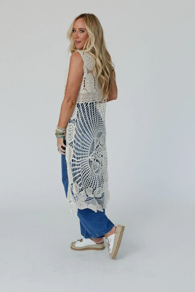 Serene Dream Crochet Lace Top - Natural - Image 3