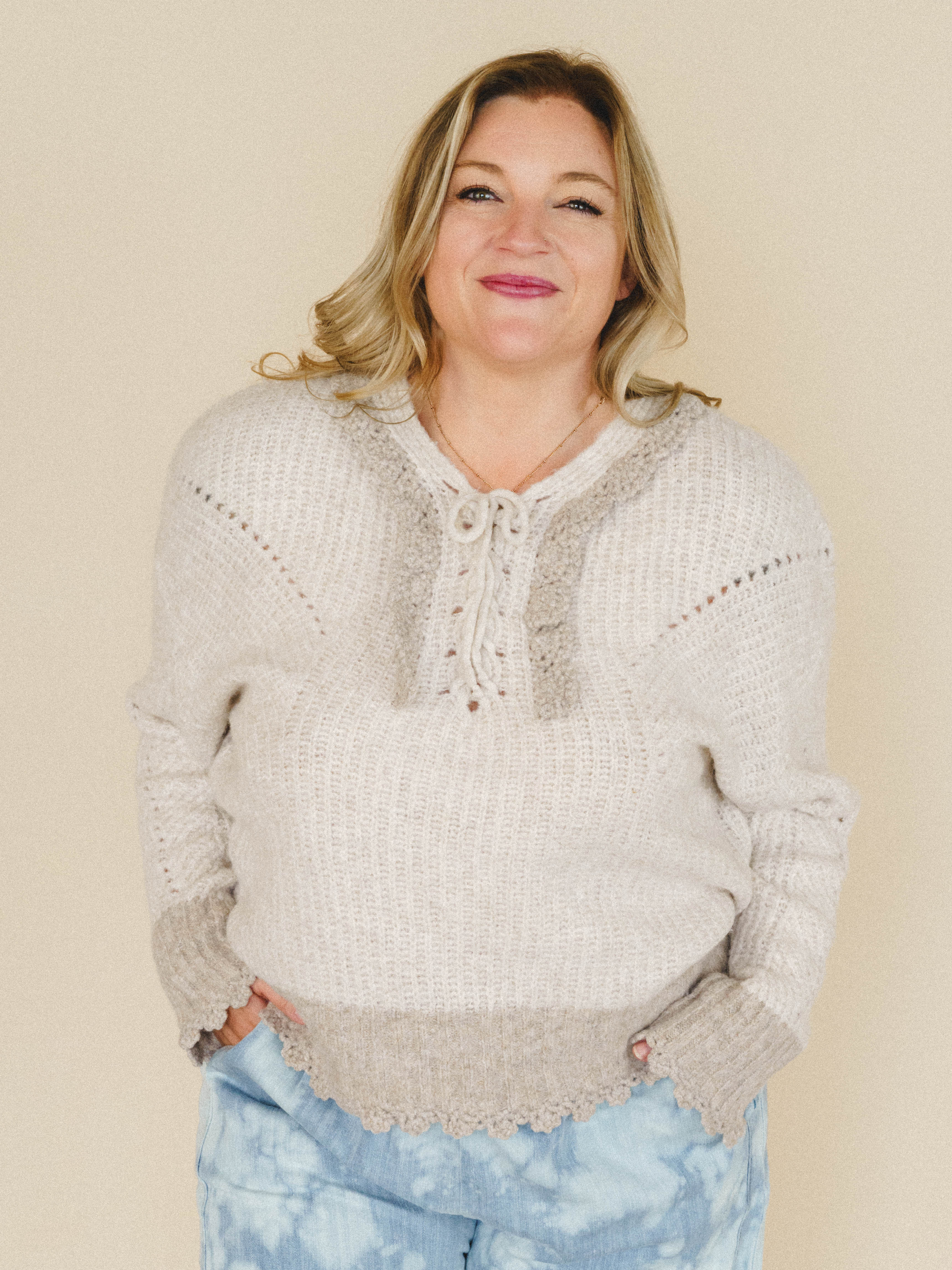 Sewn In Bloom Sweater - Taupe - Image 2