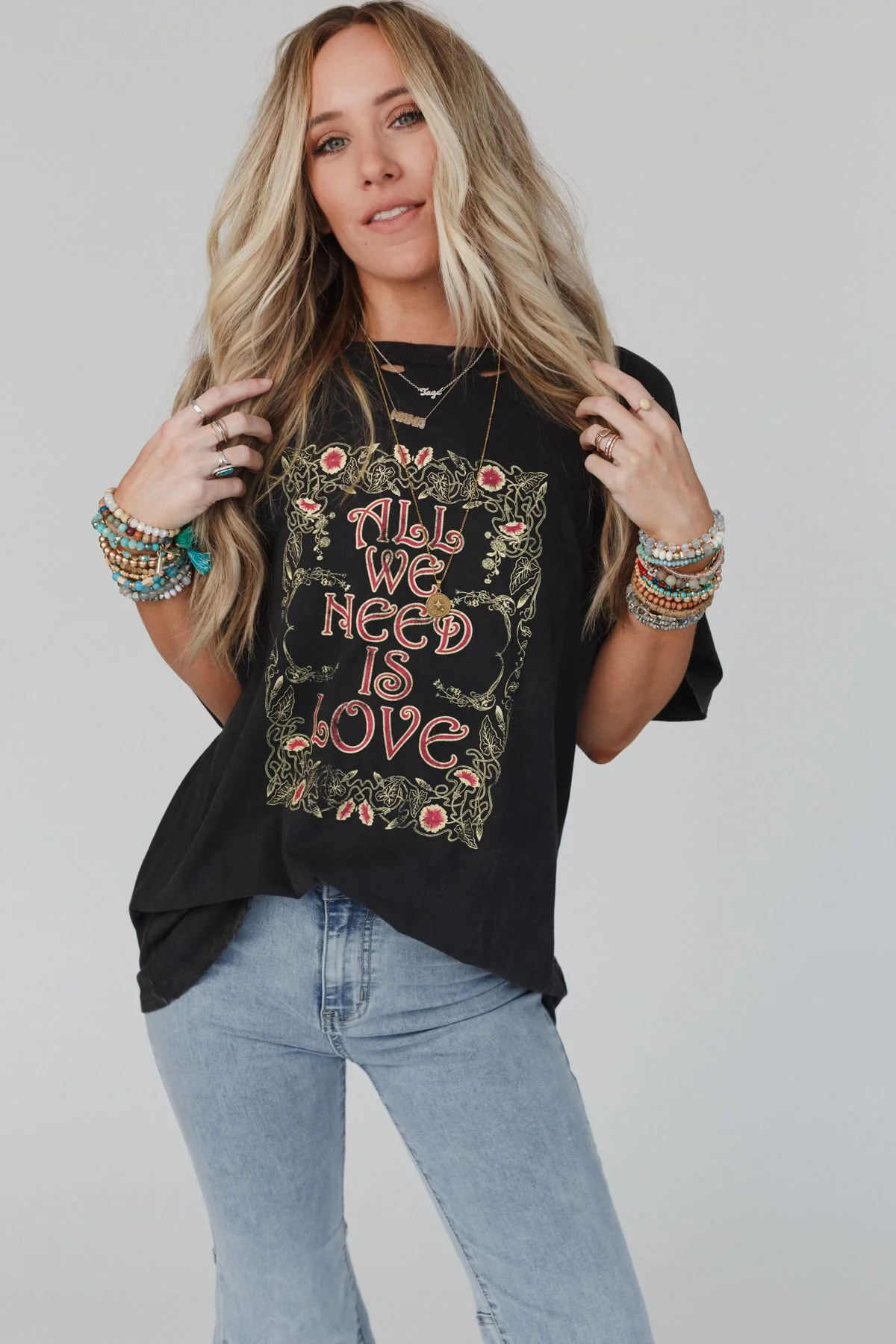 Share The Love Graphic Tee - Charcoal - Image 4
