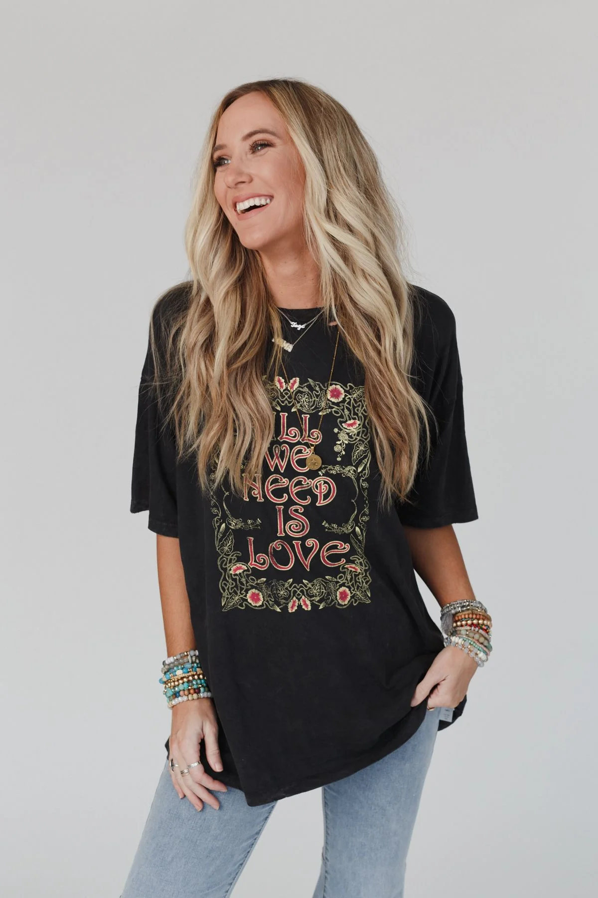 Share The Love Graphic Tee - Charcoal - Image 5