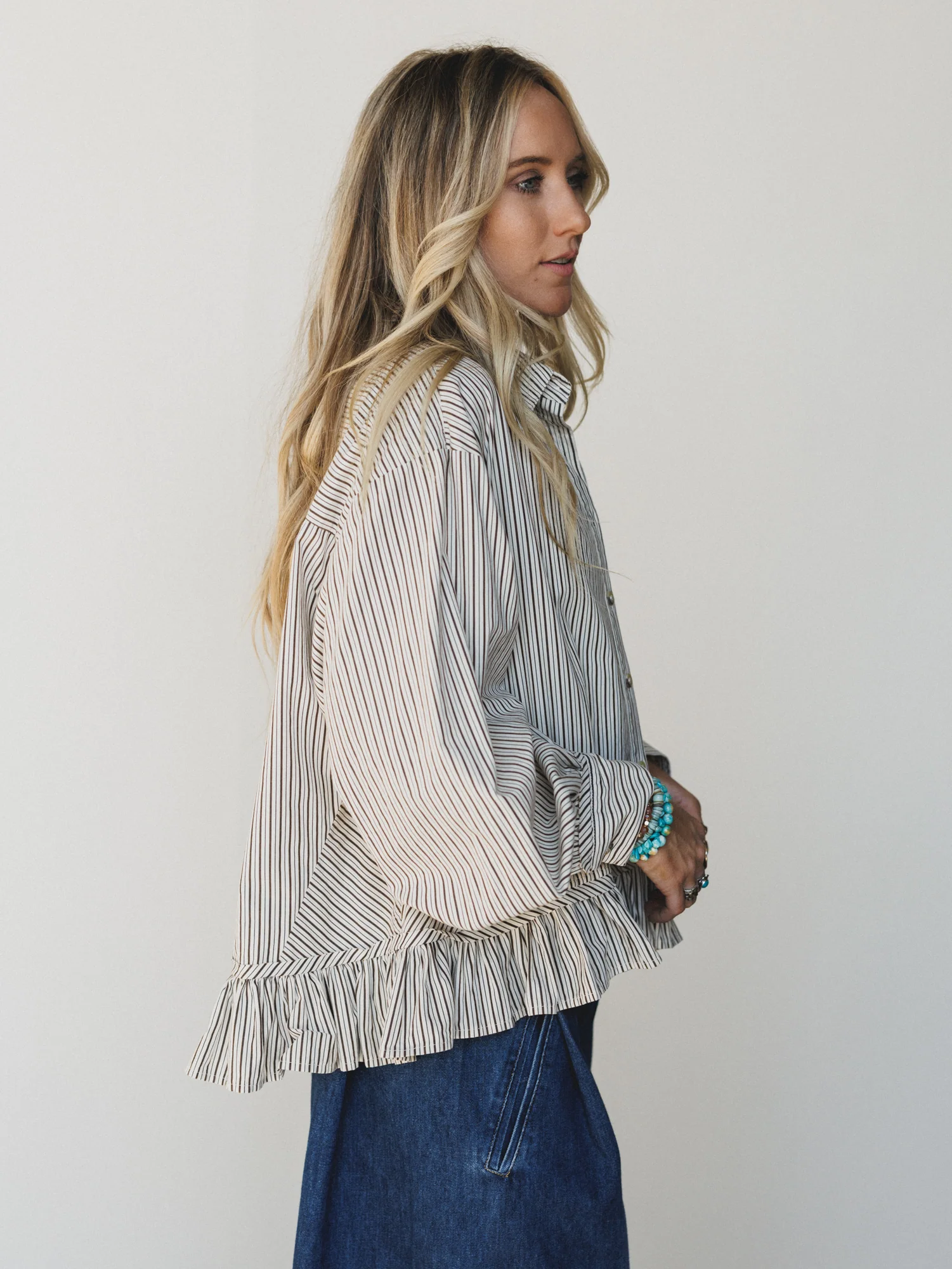 She's A Natural Ruffle Hem Blouse - Ivory - Image 3
