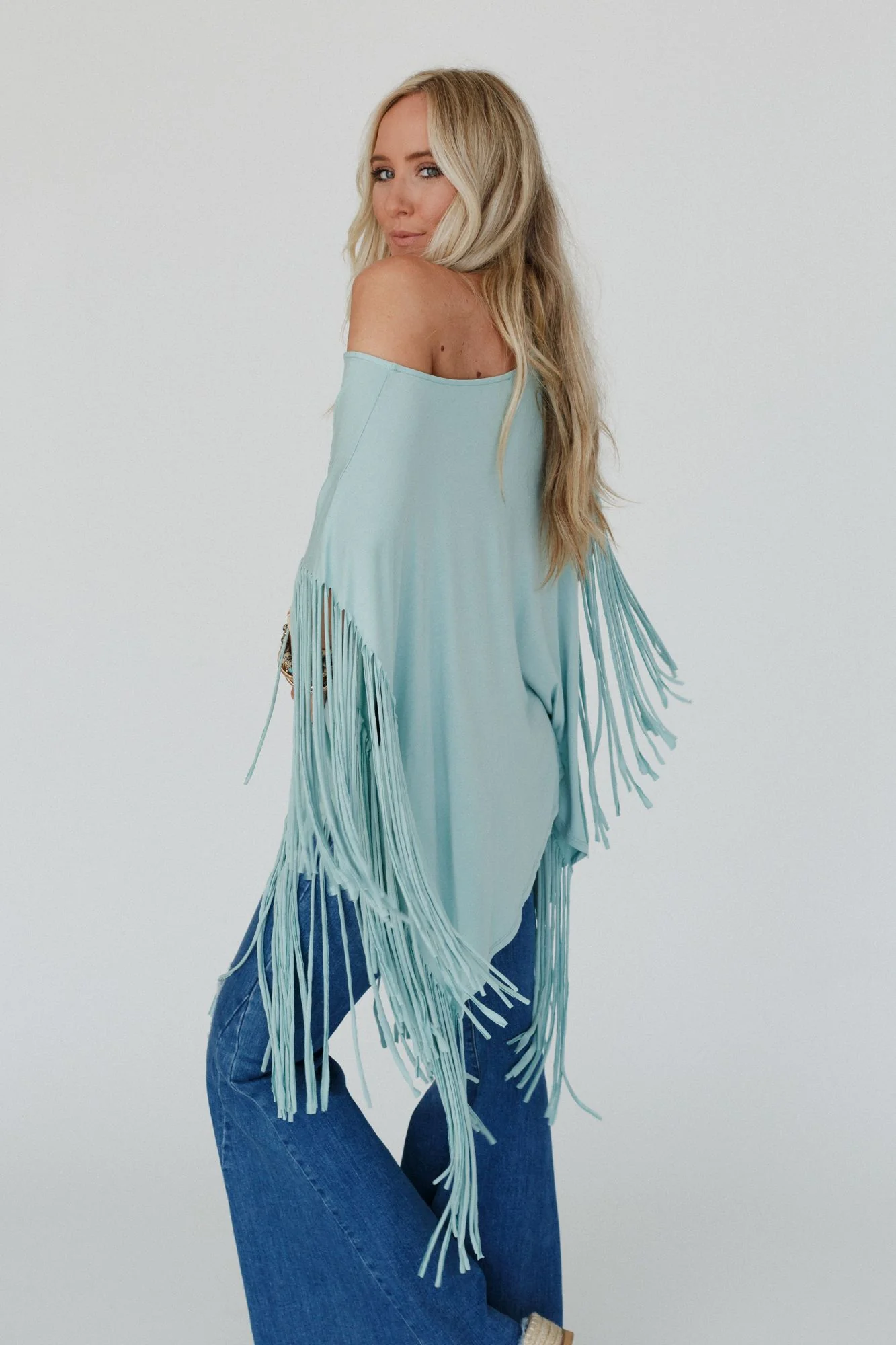 The Nest Showstopper Fringe Top - Washed Seafoam - Image 5