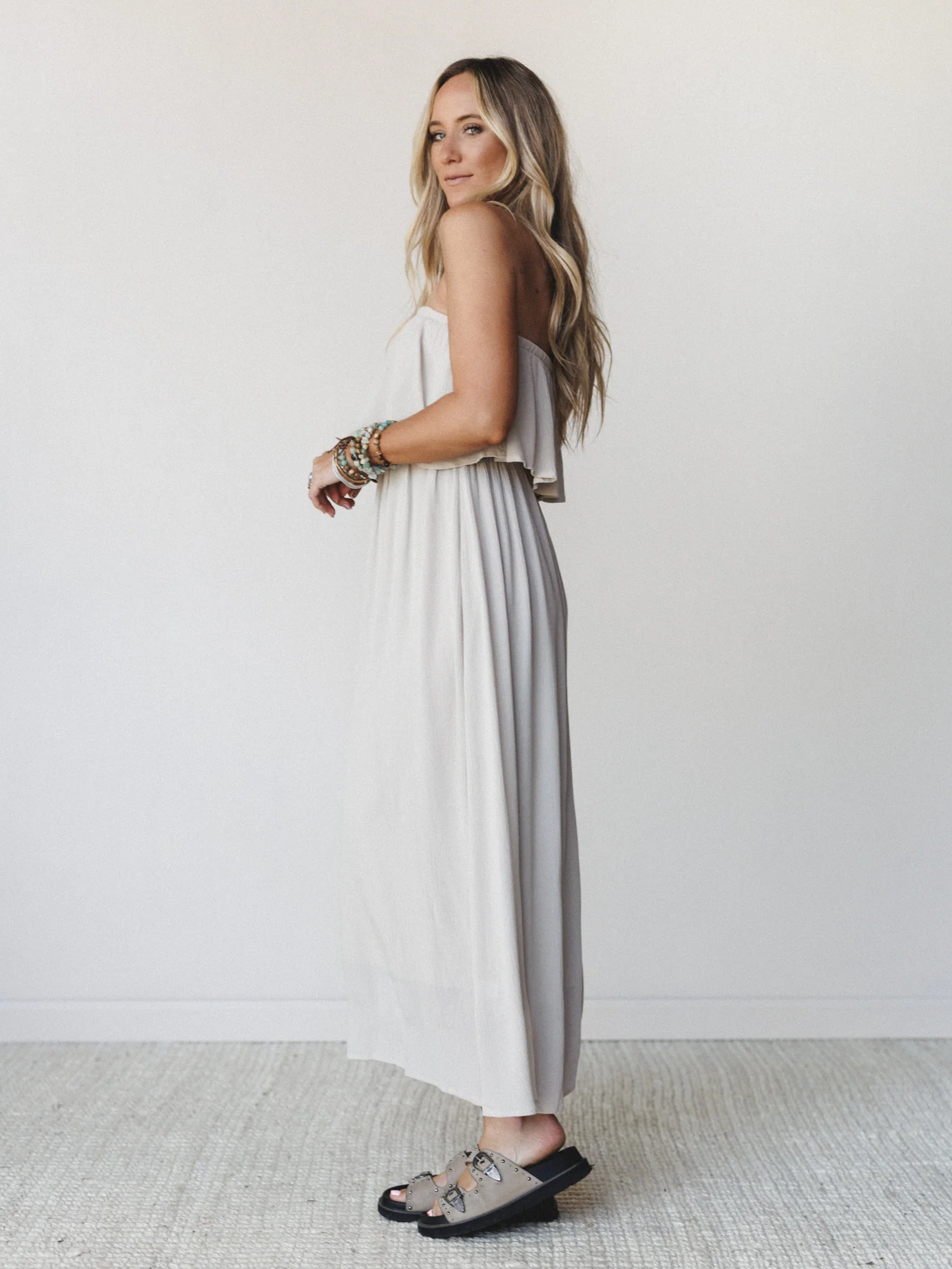 Sierra Strapless Maxi Dress - Sand Beige - Image 2