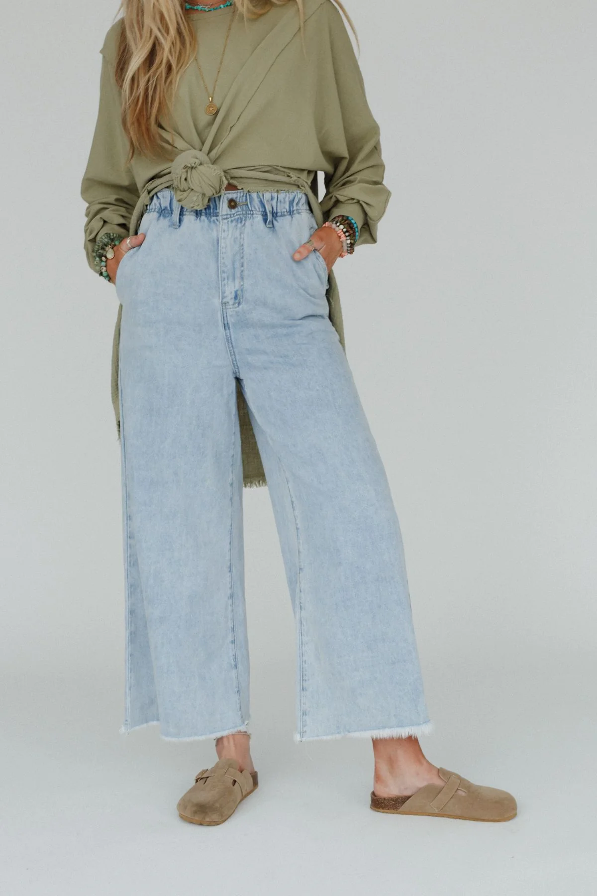 Simply You Wide Leg Jeans - Washed Denim - Image 3