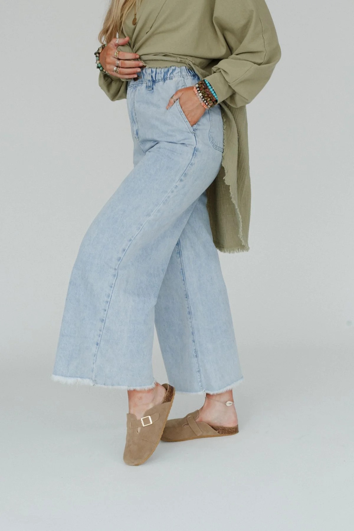 Simply You Wide Leg Jeans - Washed Denim - Image 8