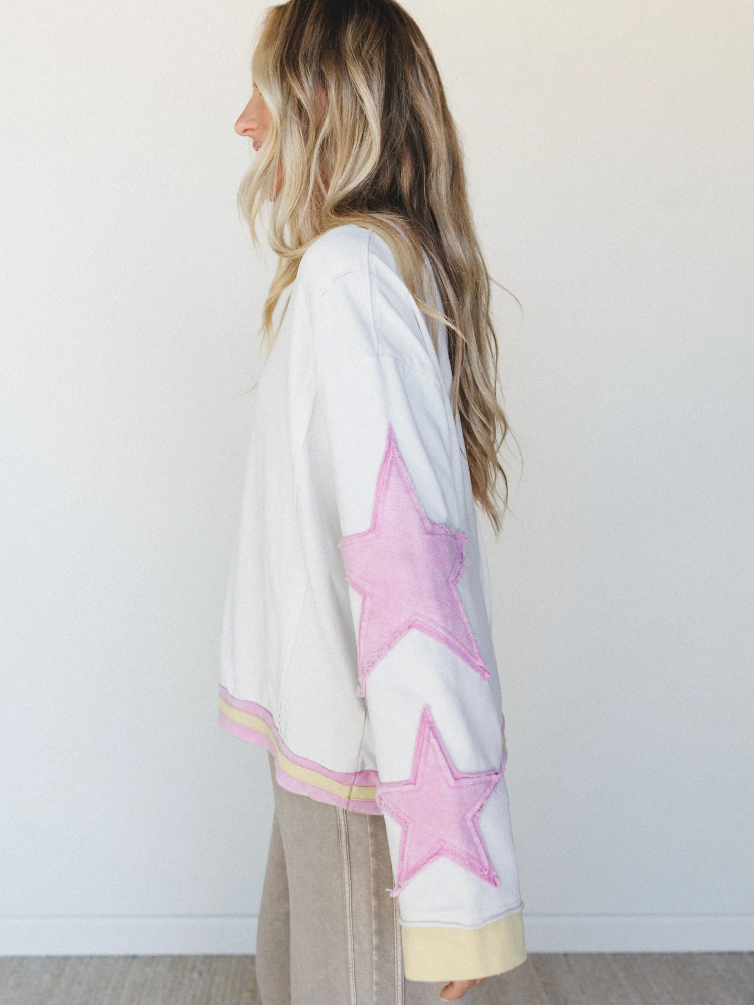 Sky of Stars Long Sleeve Top - Ecru Pink - Image 4