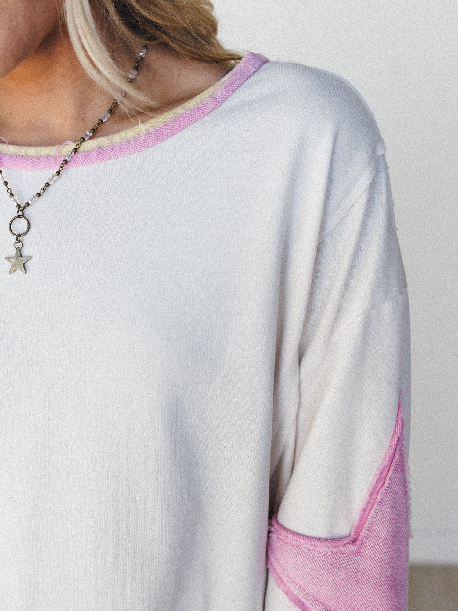 Sky of Stars Long Sleeve Top - Ecru Pink - Image 5