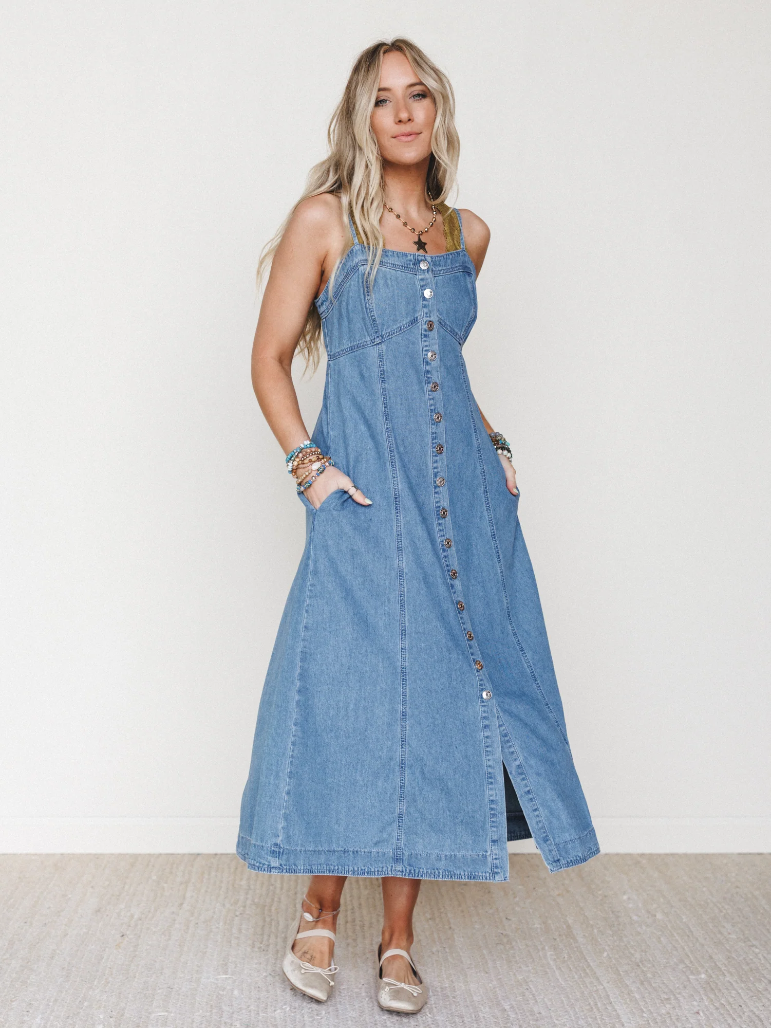 Small Town Girl Dress - Light Wash - Image 5
