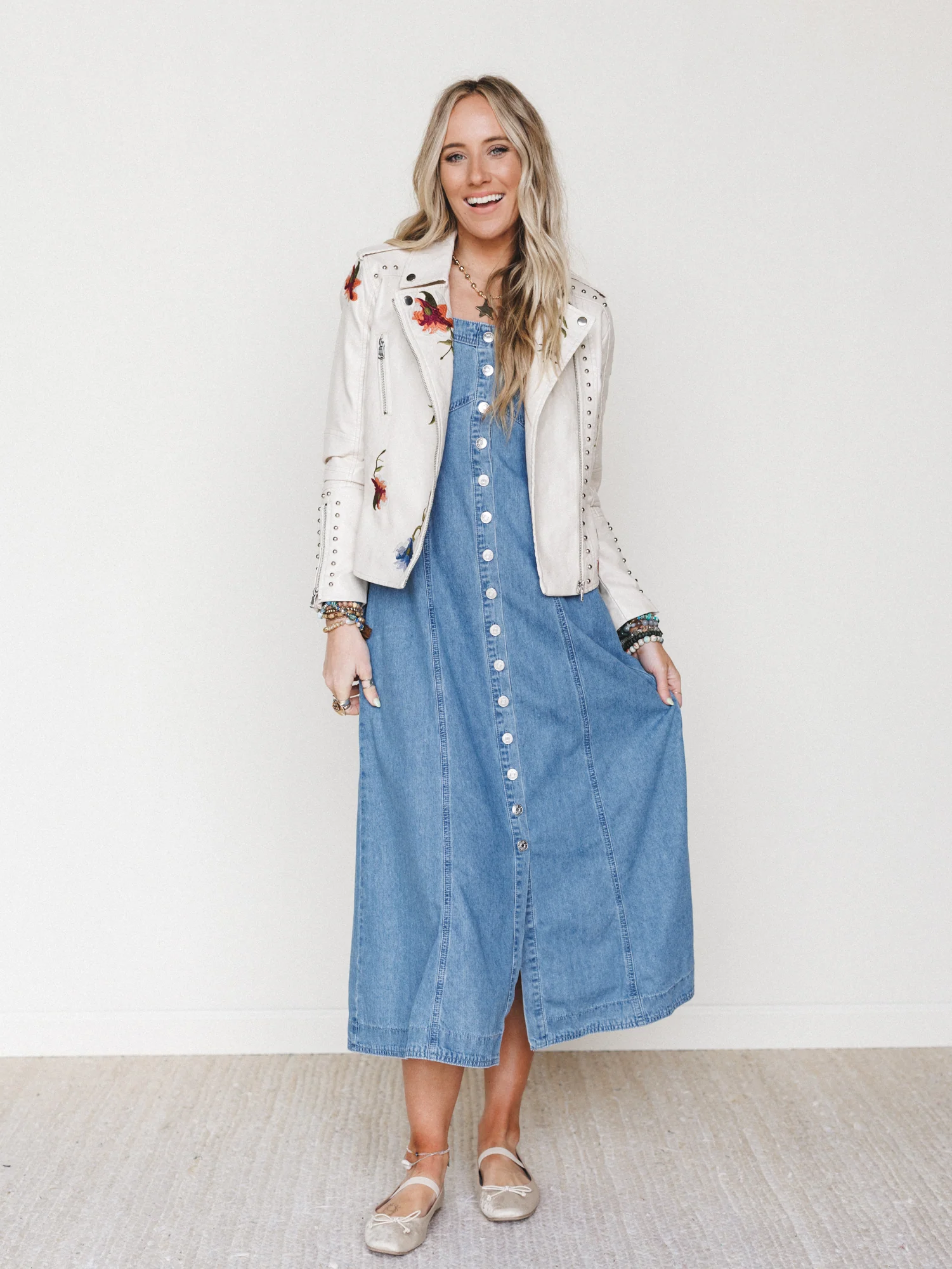 Small Town Girl Dress - Light Wash - Image 9
