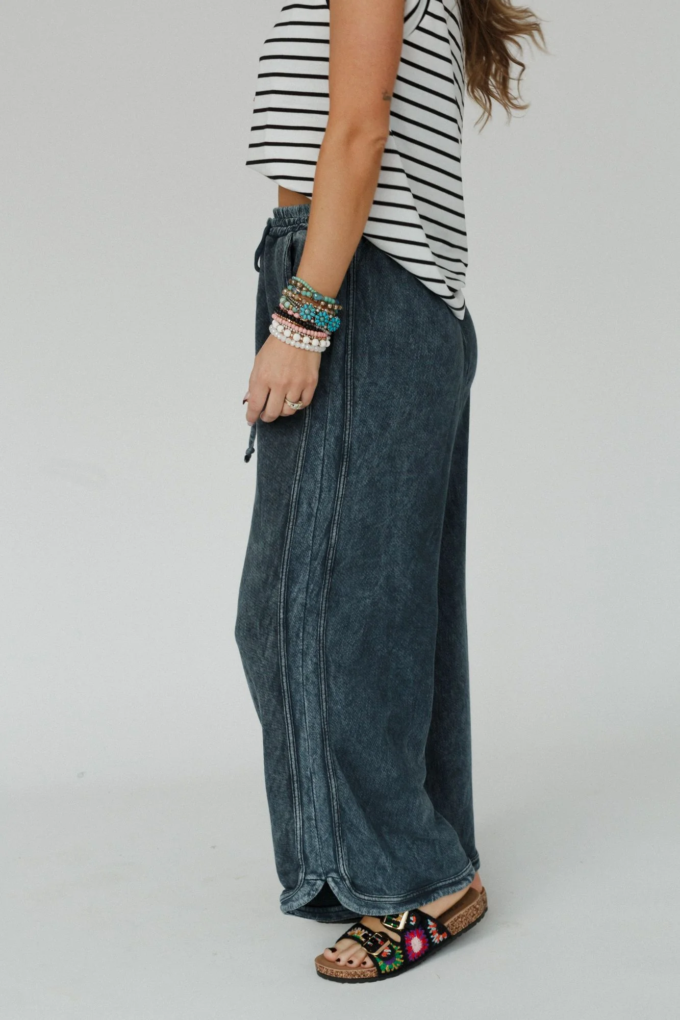 The Nest So Comfy Wide Leg Pant Petite Length - Navy - Image 3