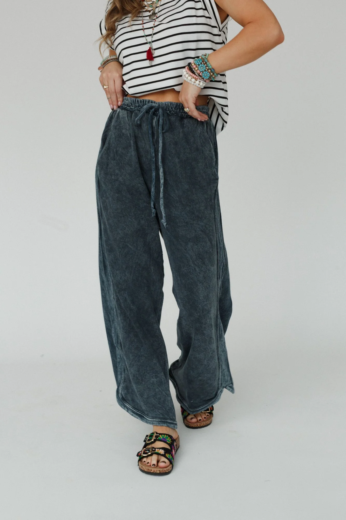 The Nest So Comfy Wide Leg Pant Petite Length - Navy - Image 8