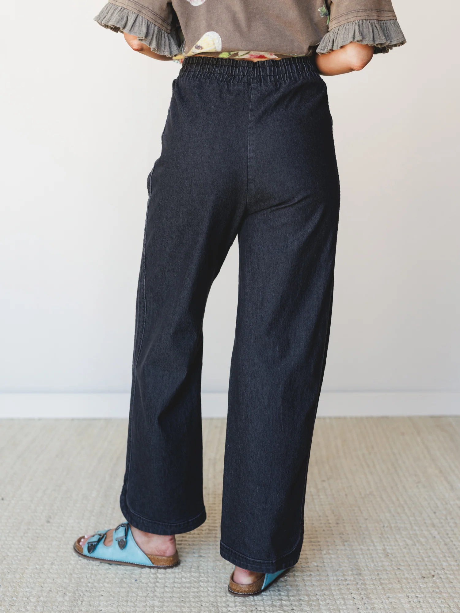 So Comfy Wide Leg Denim Pant - Black - Image 4