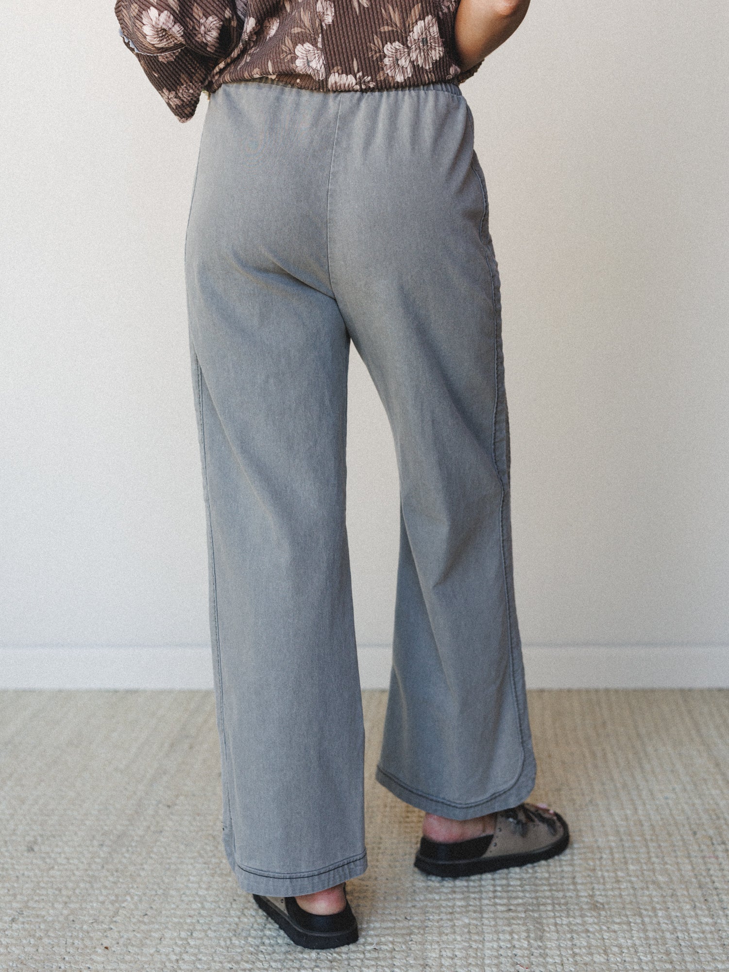 So Comfy Wide Leg Denim Pant - Grey - Image 5