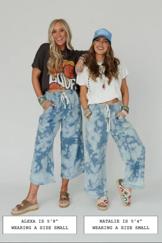 The Nest So Comfy Wide Leg Denim Pant - Bleach Dye Denim - Image 3