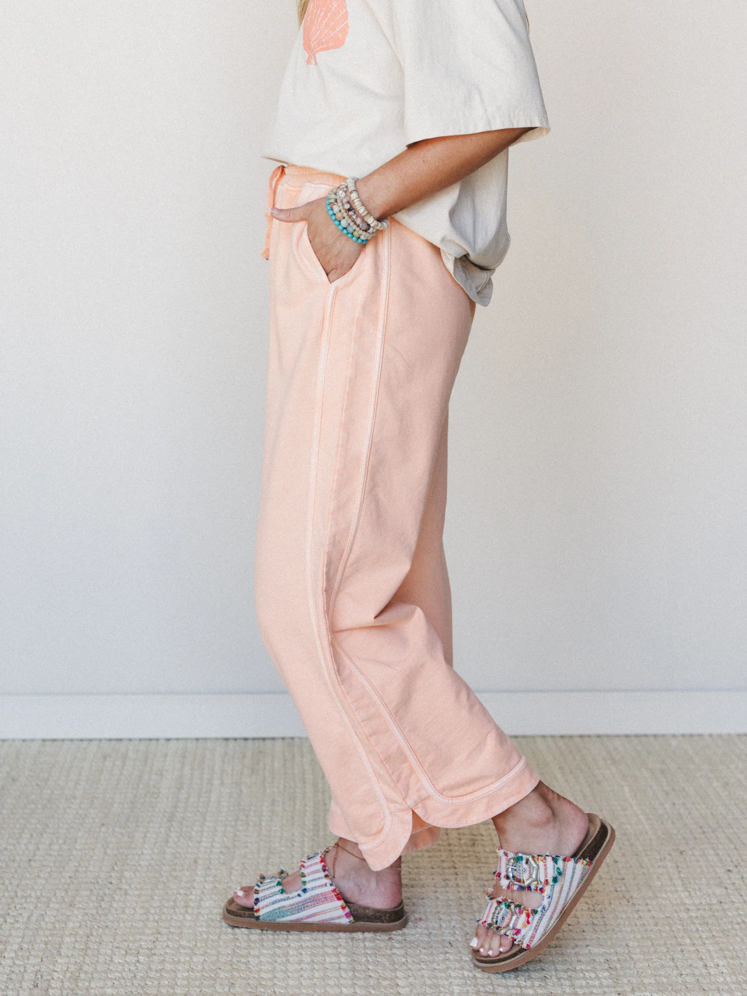 So Comfy Wide Leg Pant Cropped Length - Orange - Image 5