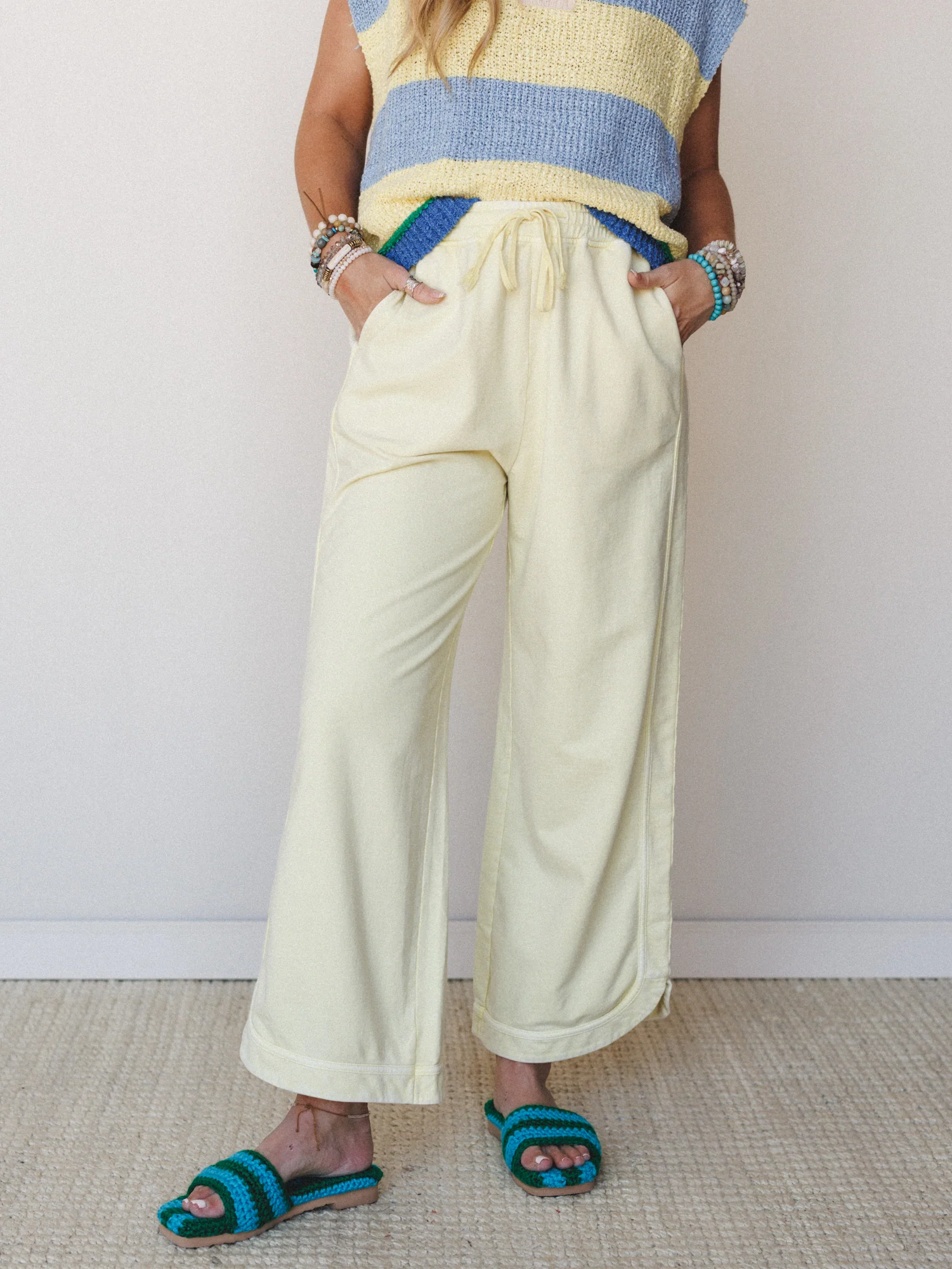 So Comfy Wide Leg Pant Cropped Length - Yellow - Image 4