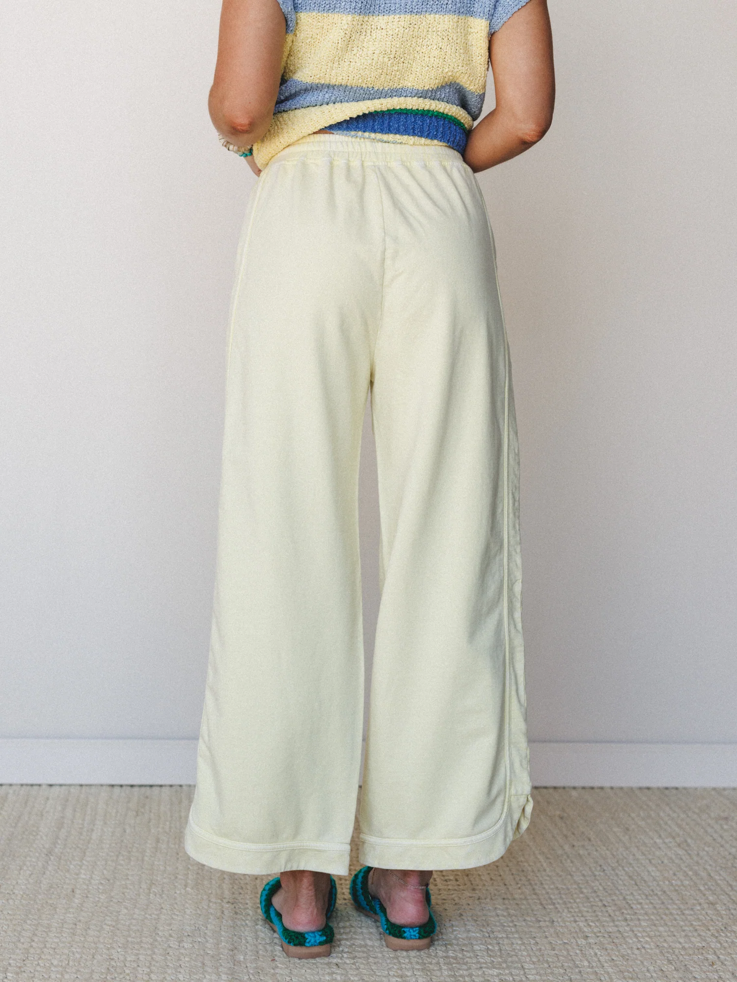 So Comfy Wide Leg Pant Cropped Length - Yellow - Image 5