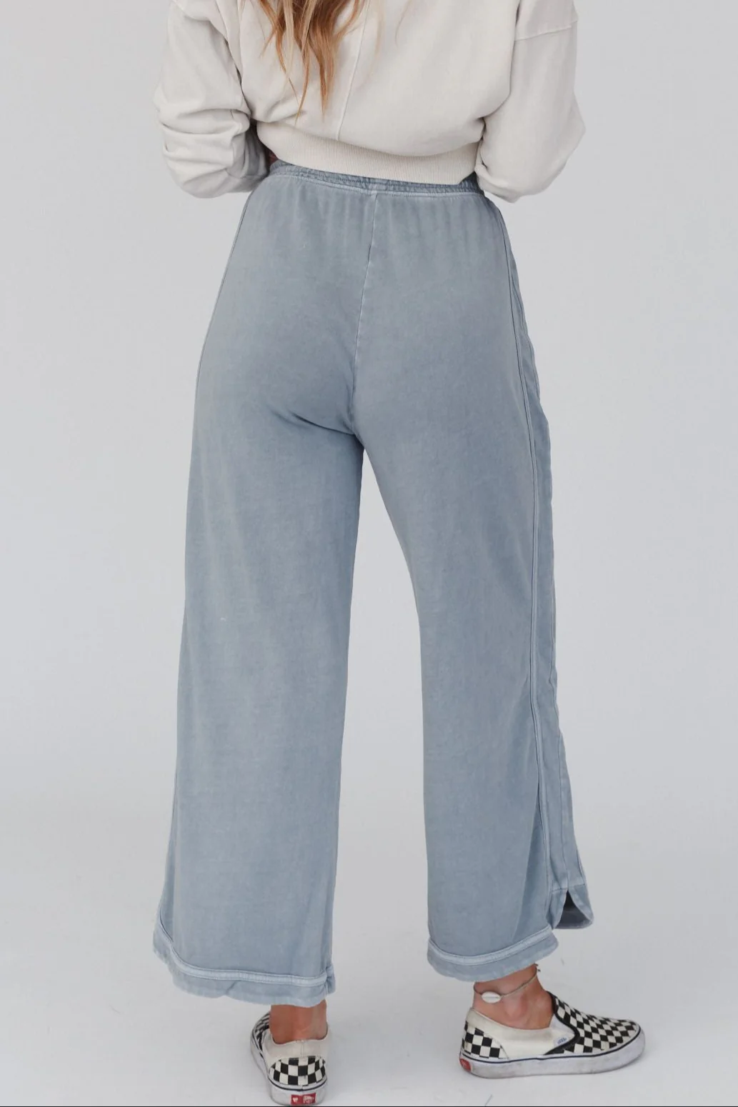So Comfy Wide Leg Pant Cropped Length - Faded Blue - Image 7