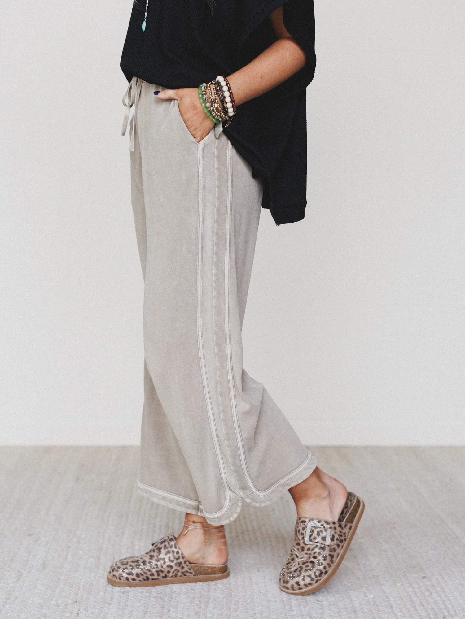 So Comfy Wide Leg Pant Cropped Length - Mocha - Image 3