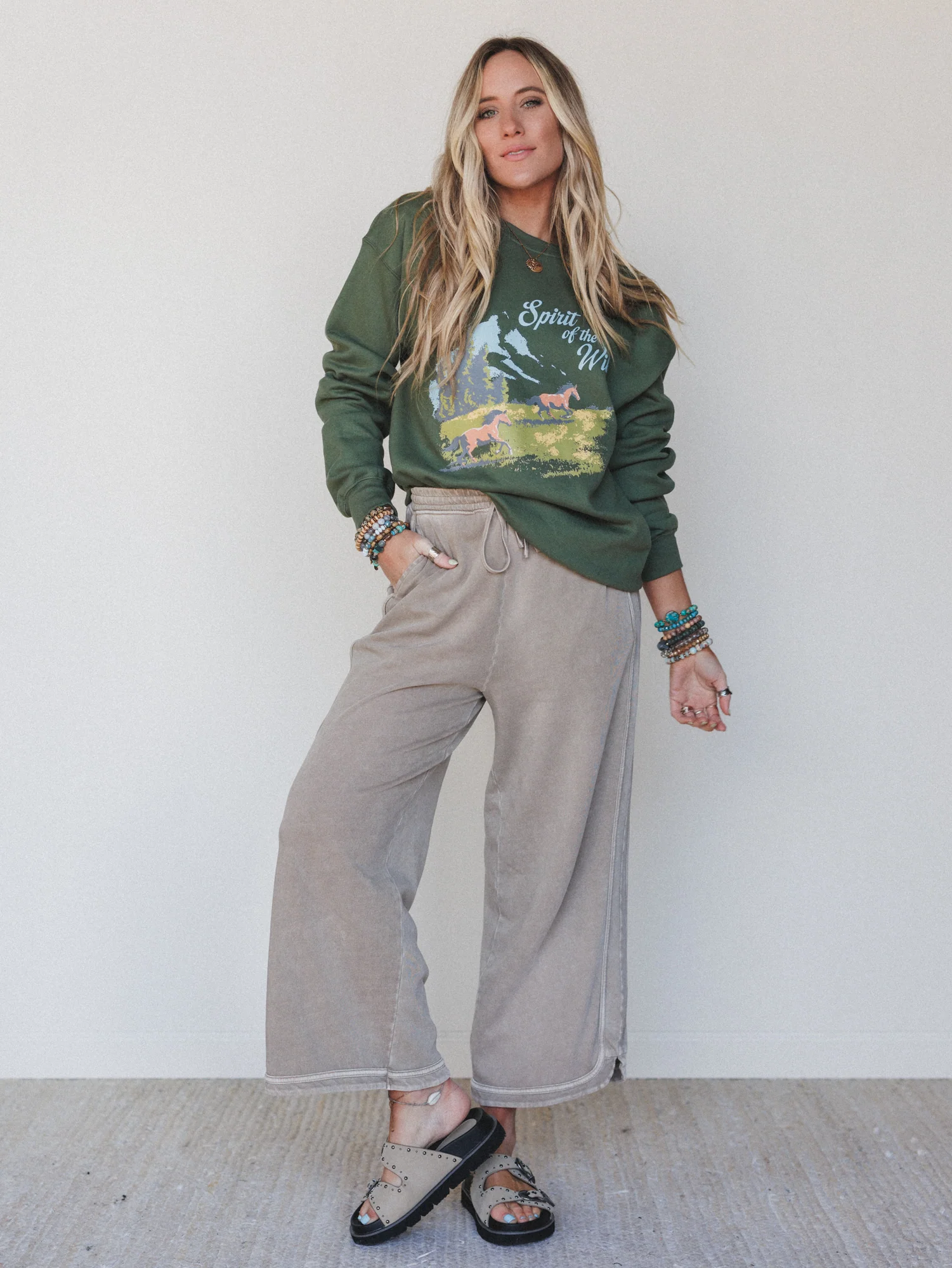 So Comfy Wide Leg Pant Cropped Length - Mocha - Image 7