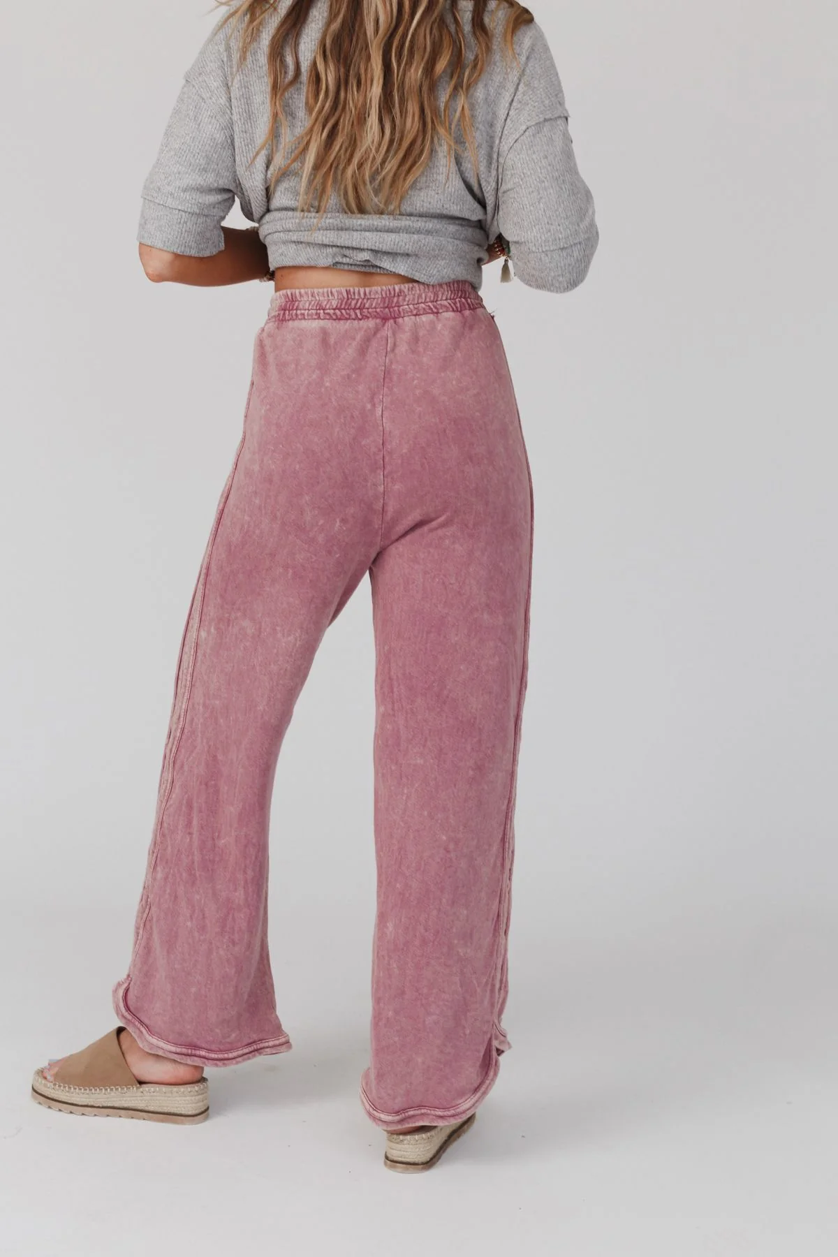 So Comfy Wide Leg Pant Full Length - Mauve - Image 5