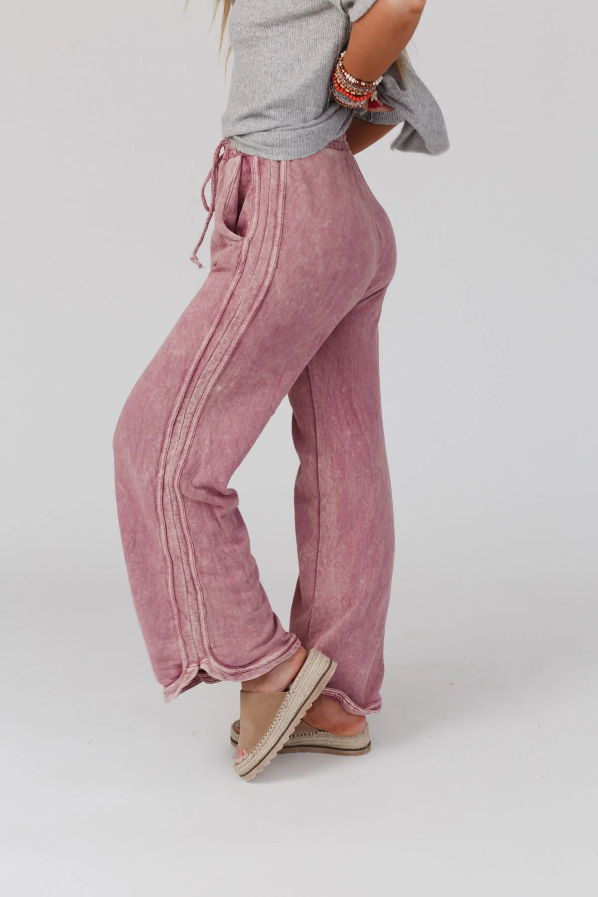 So Comfy Wide Leg Pant Full Length - Mauve - Image 2