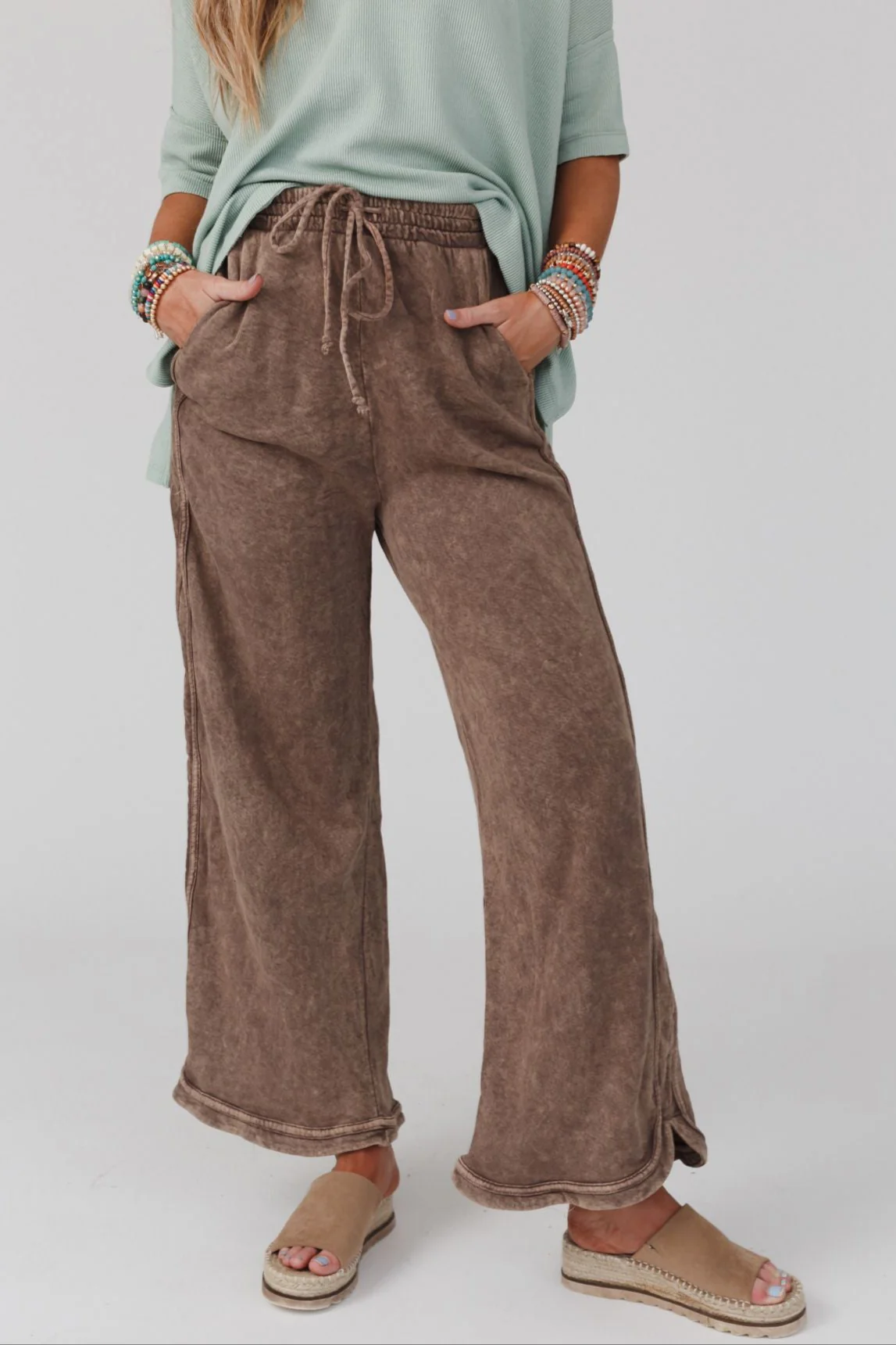 So Comfy Wide Leg Pant Full Length - Brown